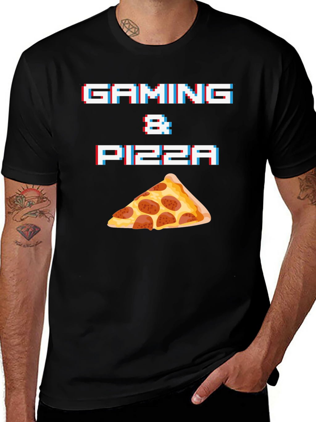 Gaming & Pizza Graphic T-Shirt - Gamer Foodie Tee