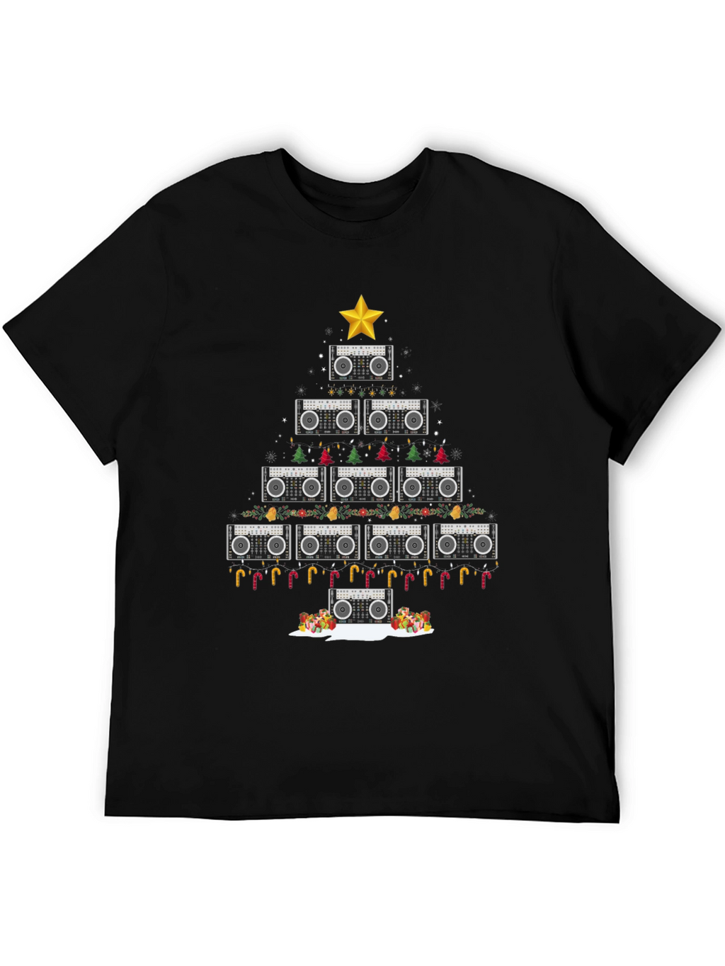 Retro Boombox Christmas Tree T-Shirt