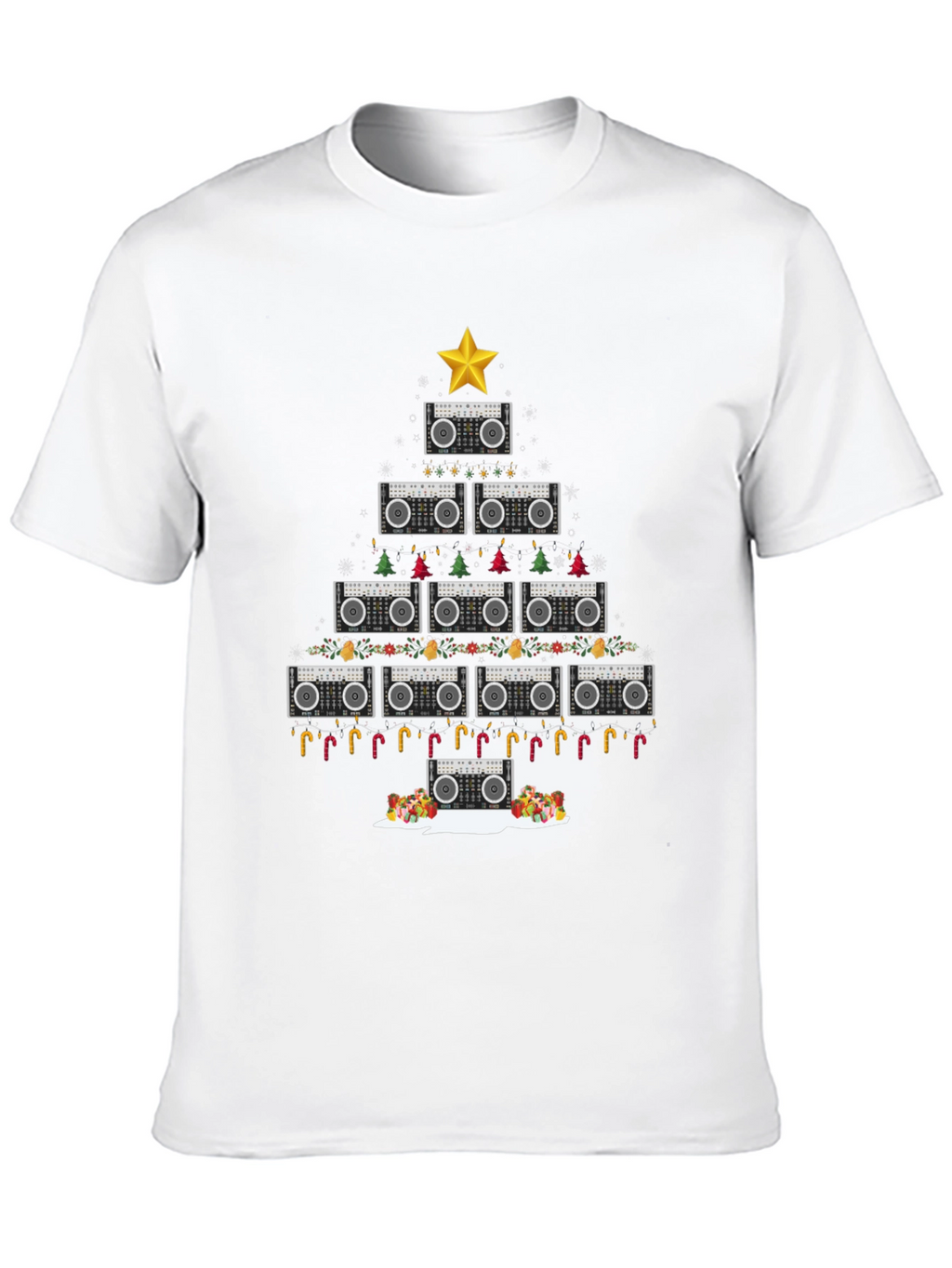 Retro Boombox Christmas Tree T-Shirt