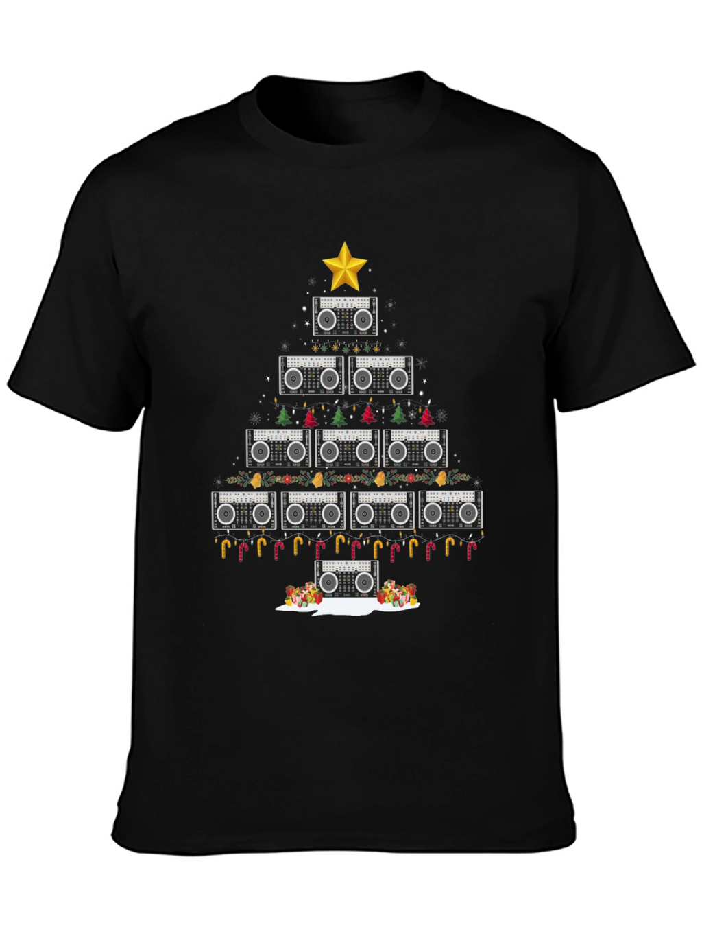 Retro Boombox Christmas Tree T-Shirt