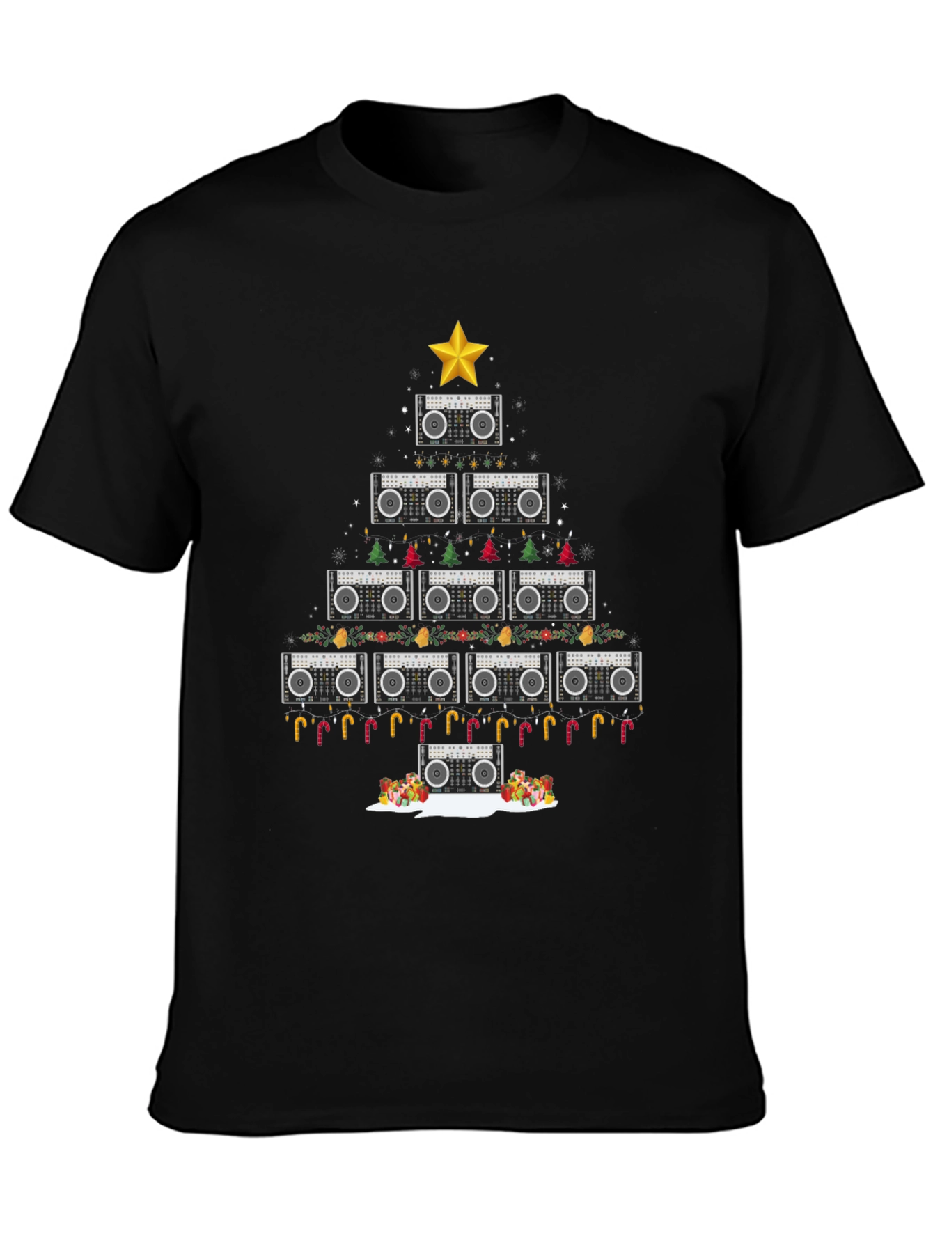 Retro Boombox Christmas Tree T-Shirt