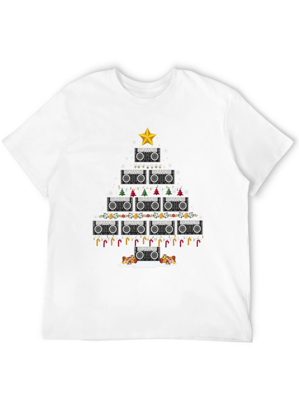 Retro Boombox Christmas Tree T-Shirt