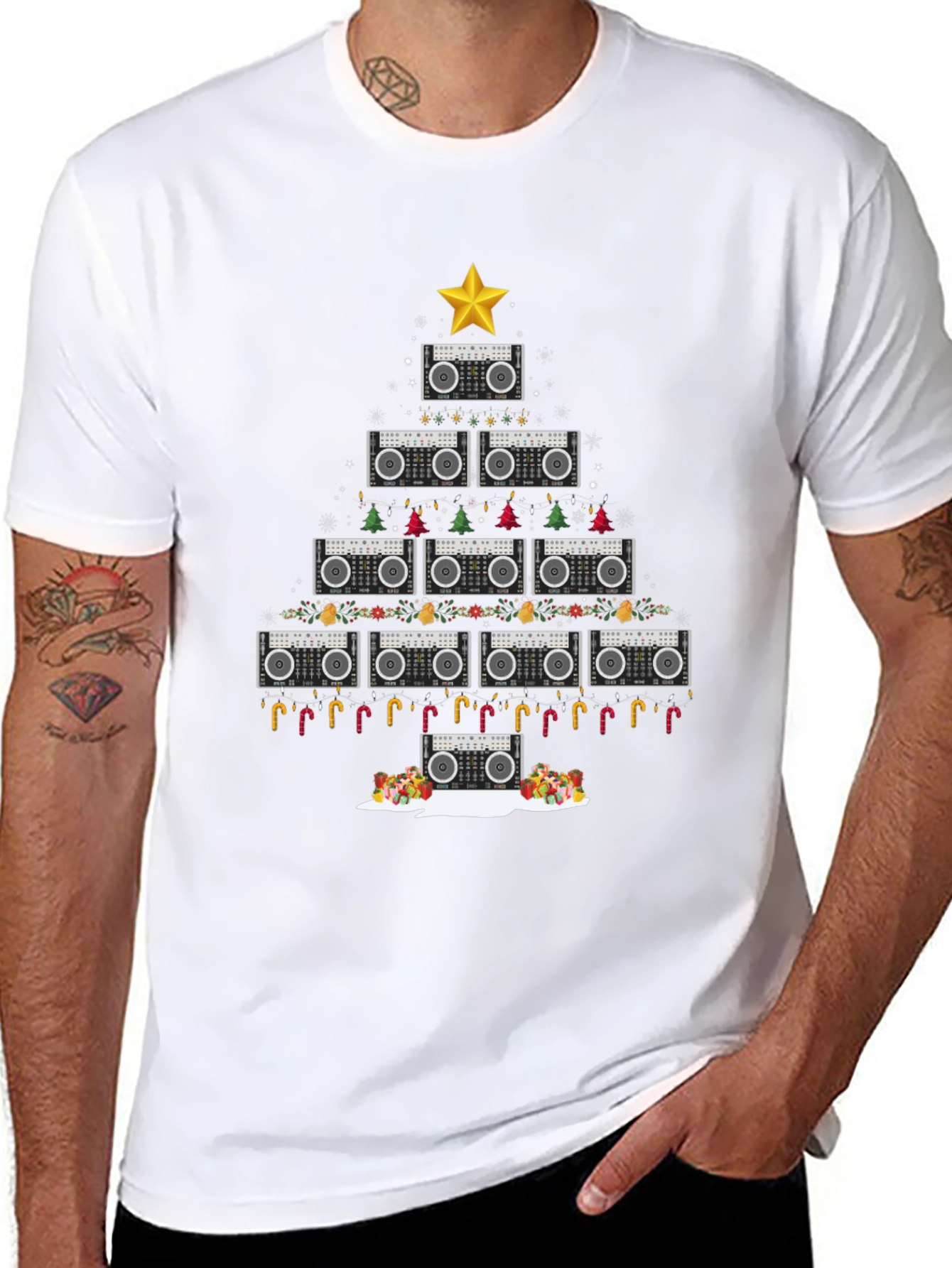 Retro Boombox Christmas Tree T-Shirt