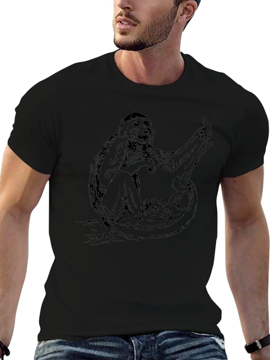 Monkey Graphic Tee - Mens Black T-Shirt