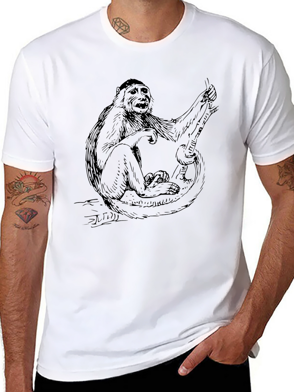 Monkey Graphic Tee - Mens Black T-Shirt