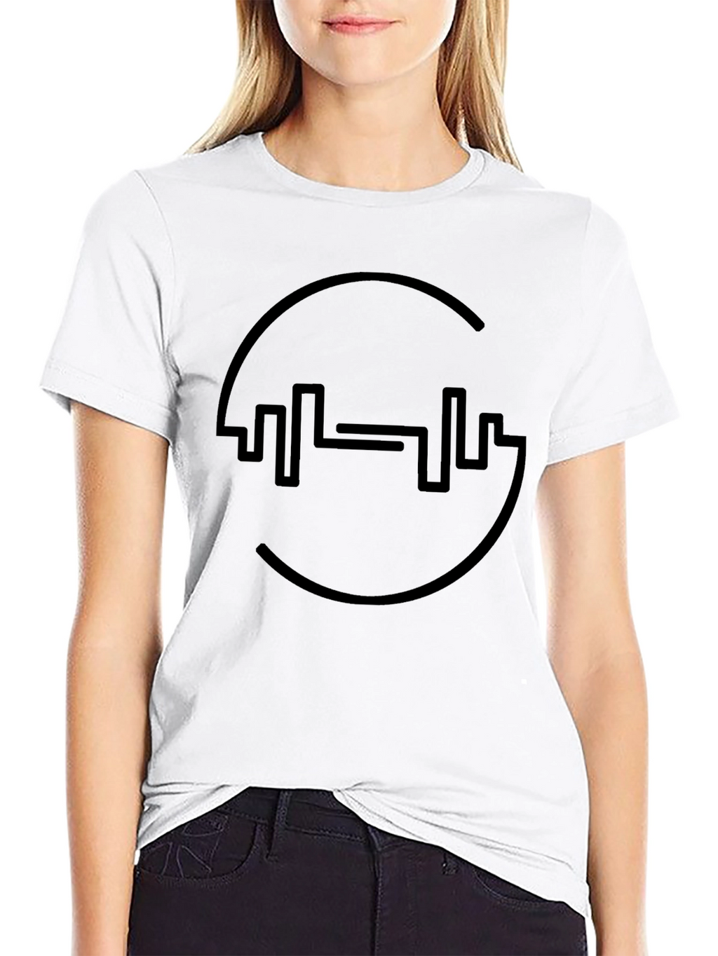 Fitness Black Tee - Gym Barbell Design