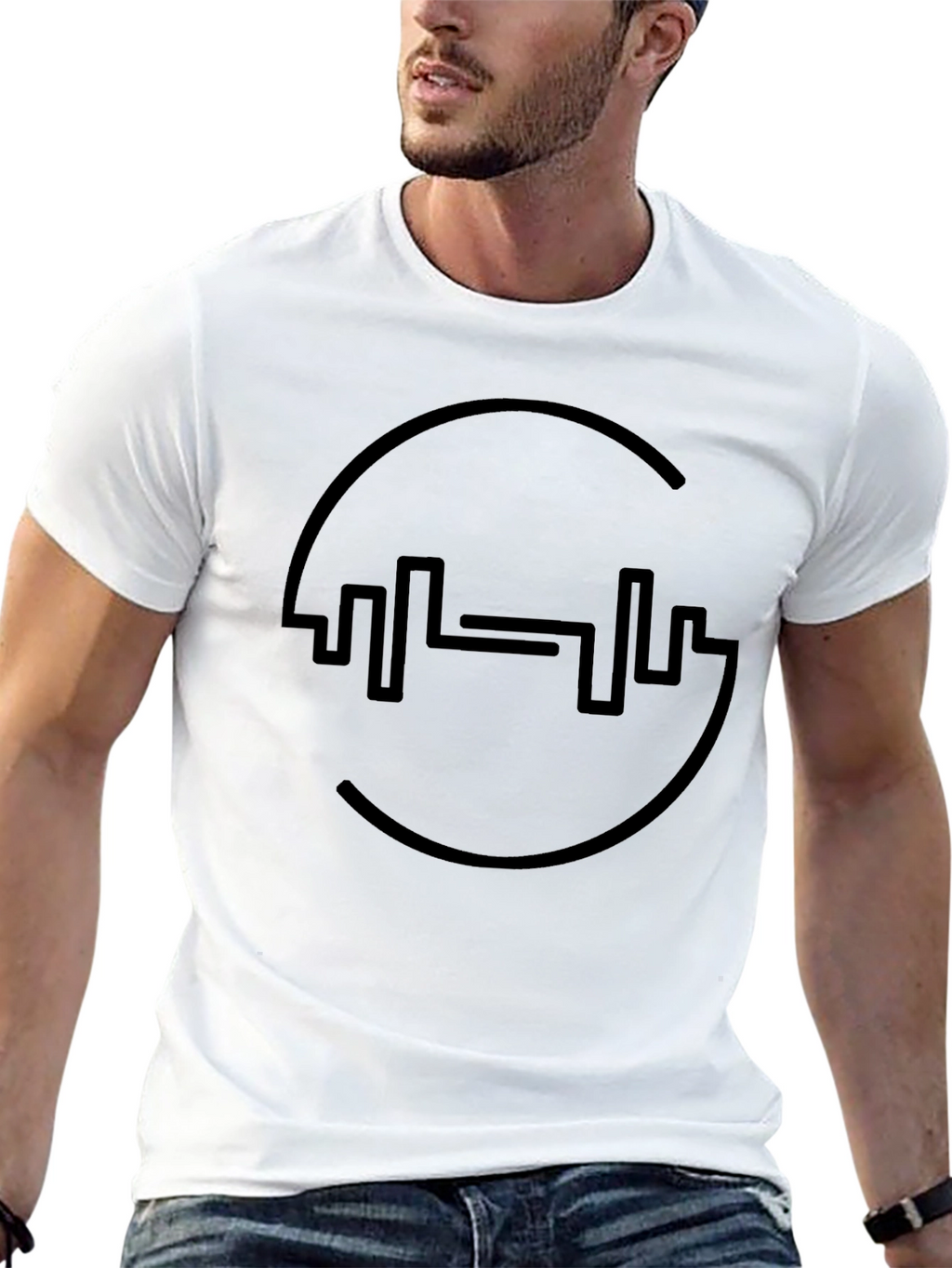 Fitness Black Tee - Gym Barbell Design