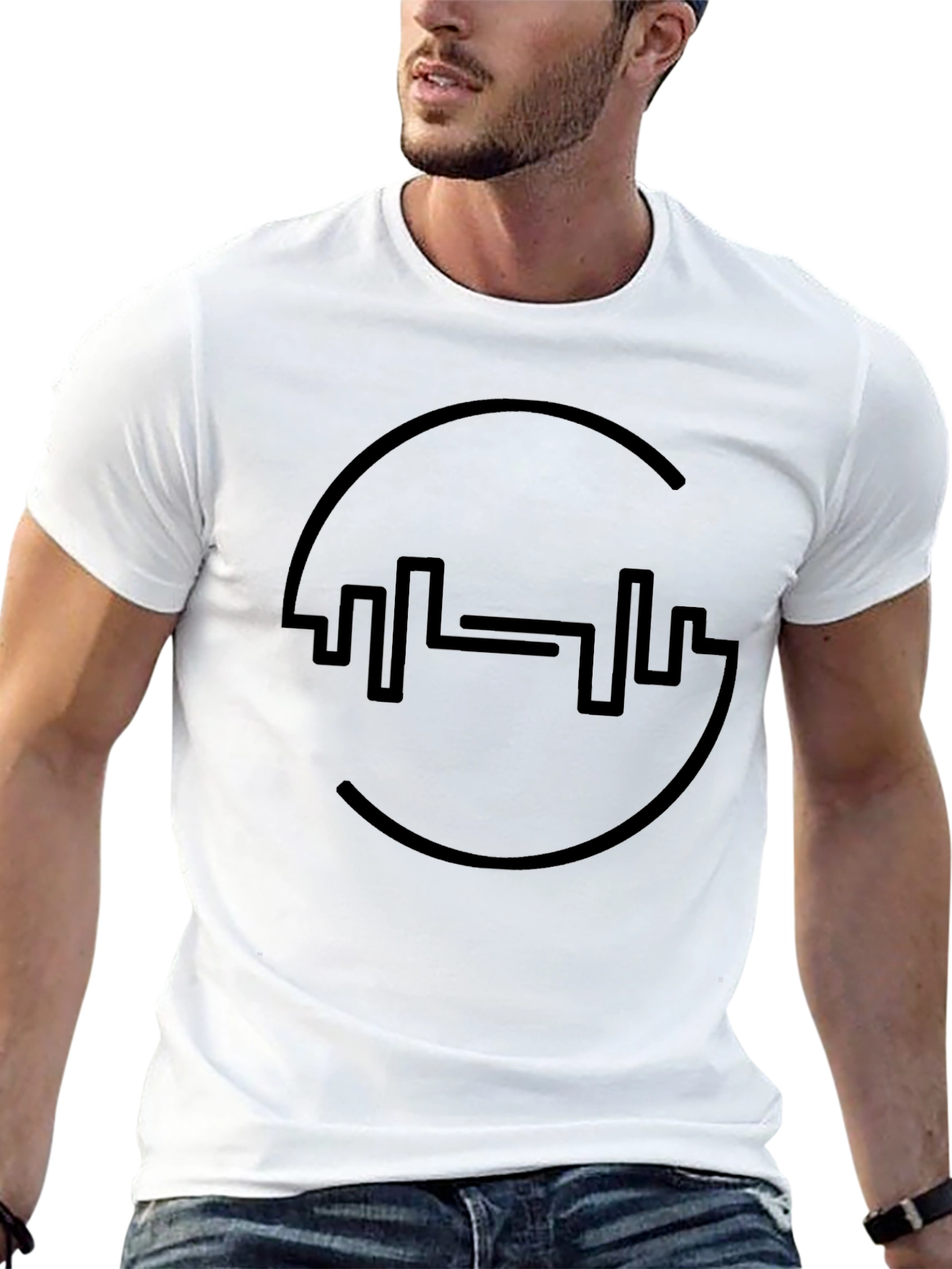 Fitness Black Tee - Gym Barbell Design