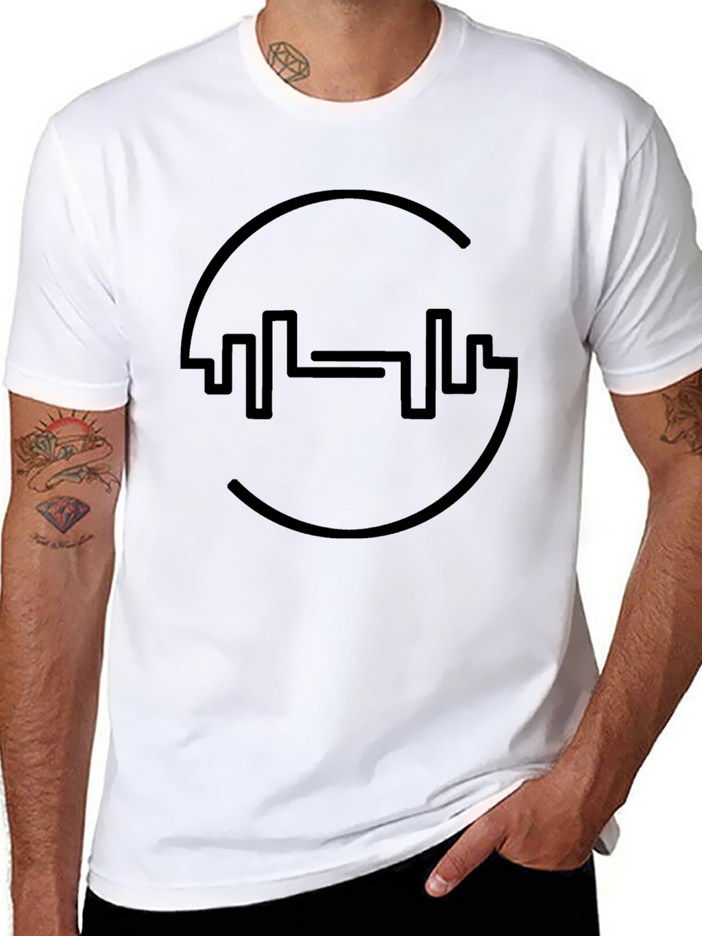 Fitness Black Tee - Gym Barbell Design