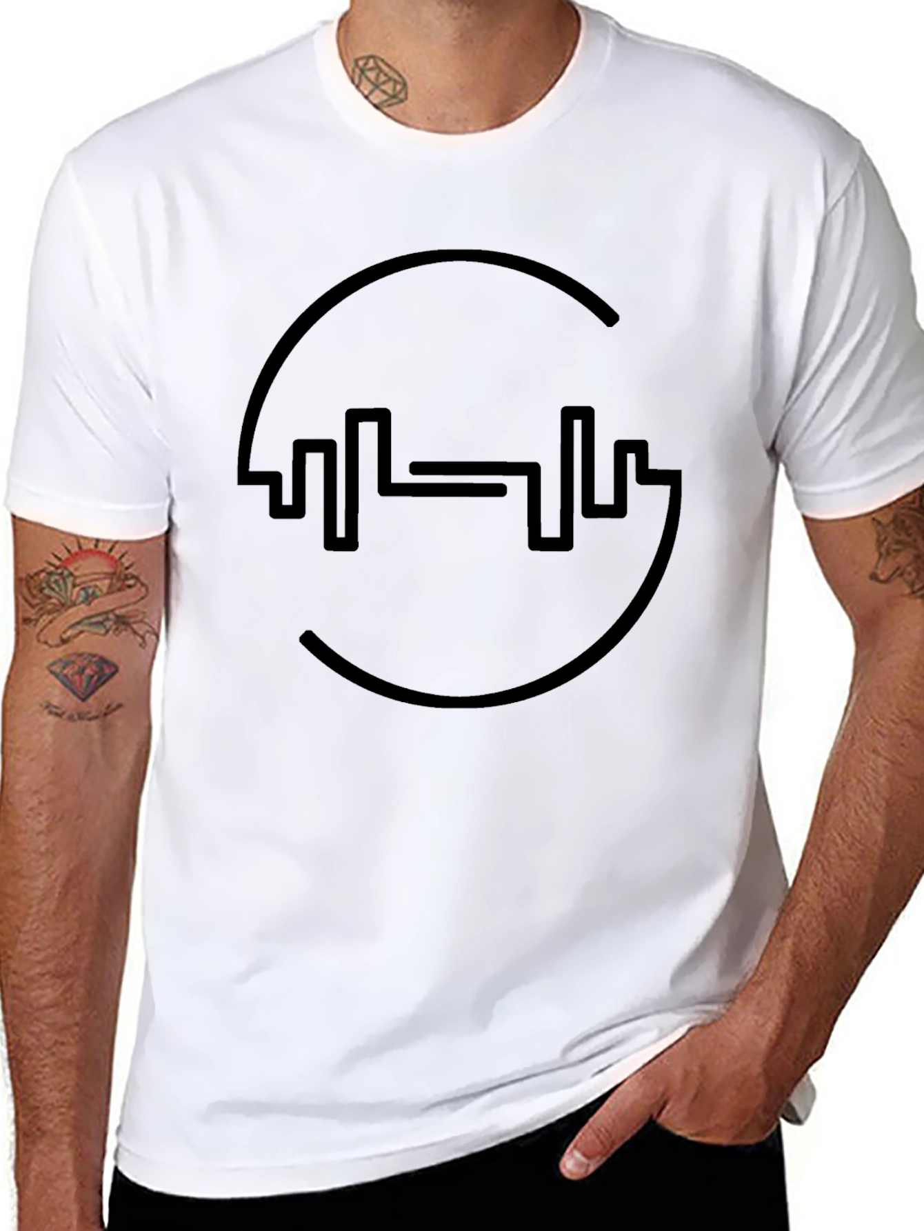 Fitness Black Tee - Gym Barbell Design