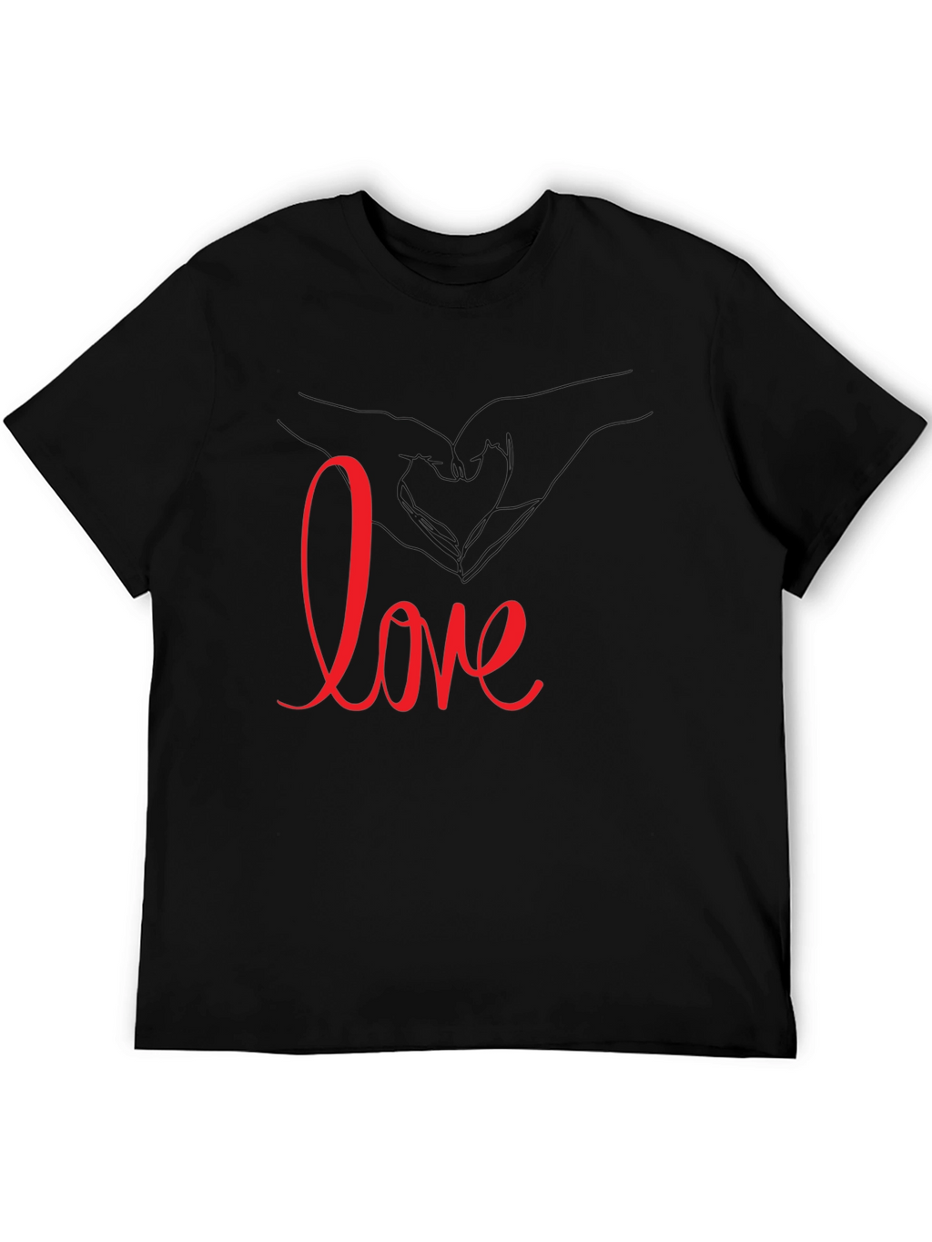 Love Heart Hands Graphic Tee - Black Casual T-Shirt