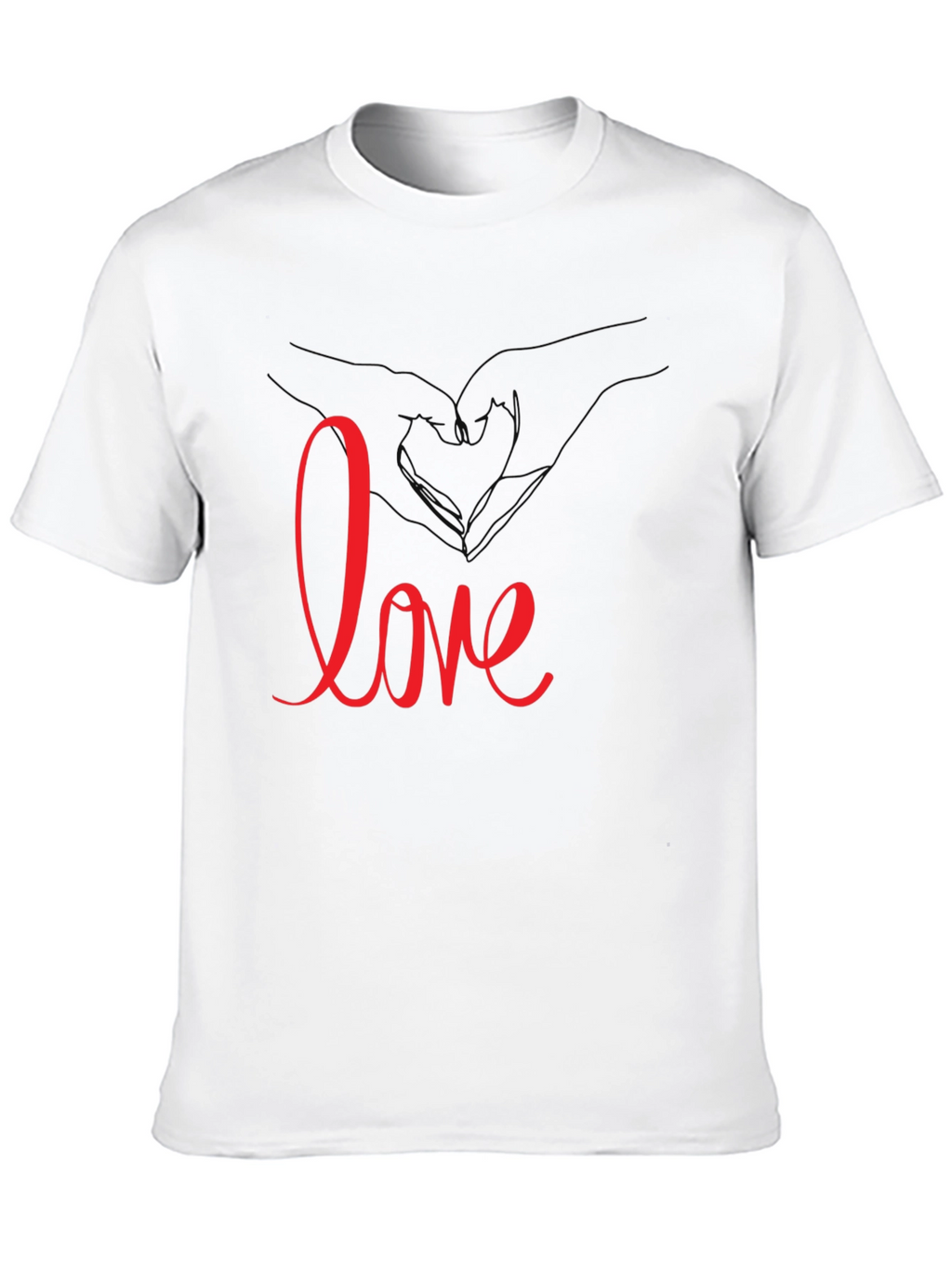 Love Heart Hands Graphic Tee - Black Casual T-Shirt