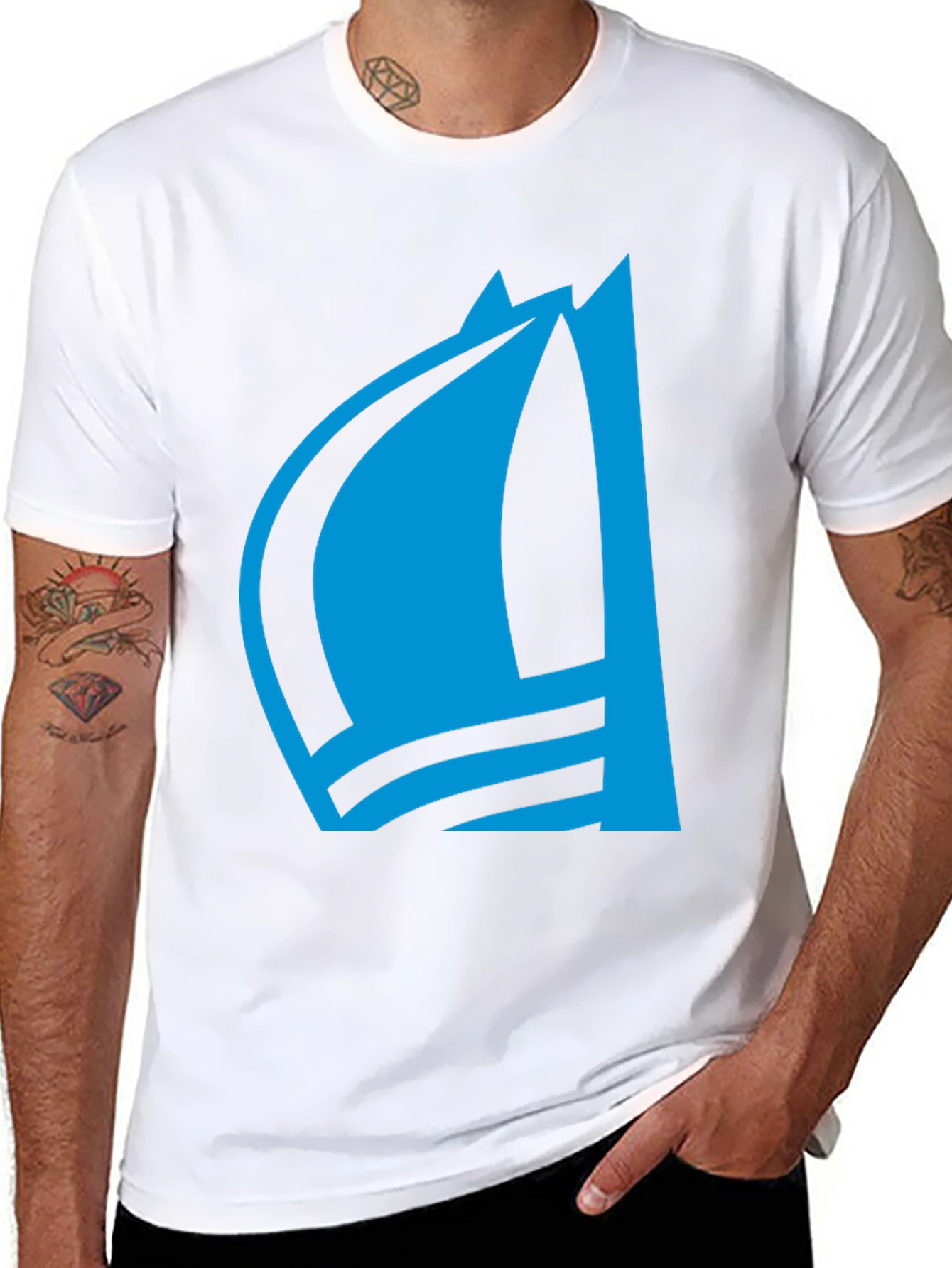 Blue Sailboat Graphic Tee - Stylish Menswear
