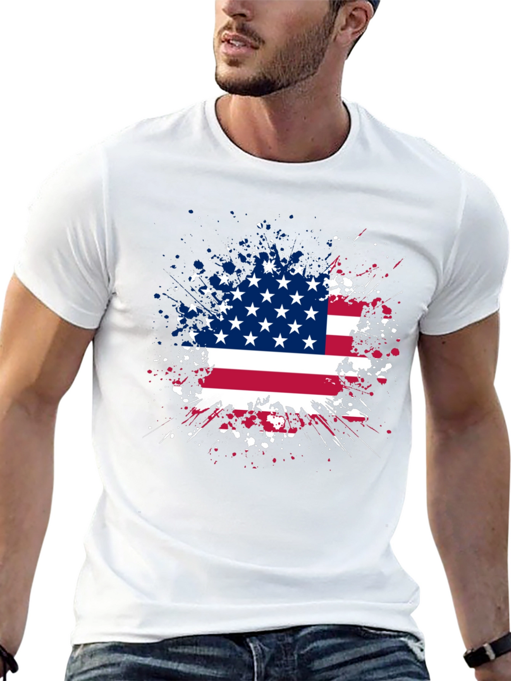 American Flag Splatter Graphic T-Shirt