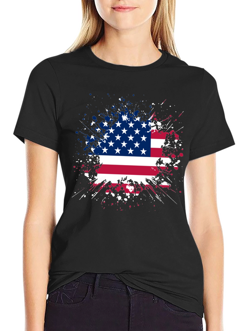 American Flag Splatter Graphic T-Shirt