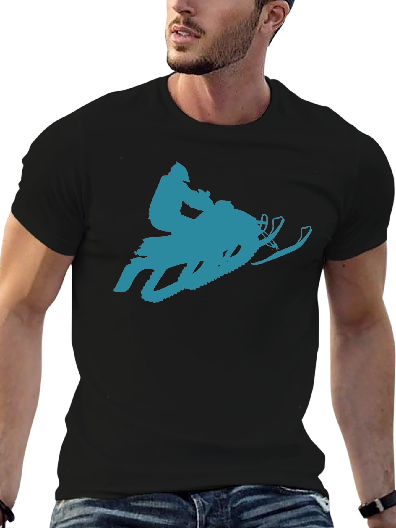 Snowmobile Graphic T-Shirt - Black