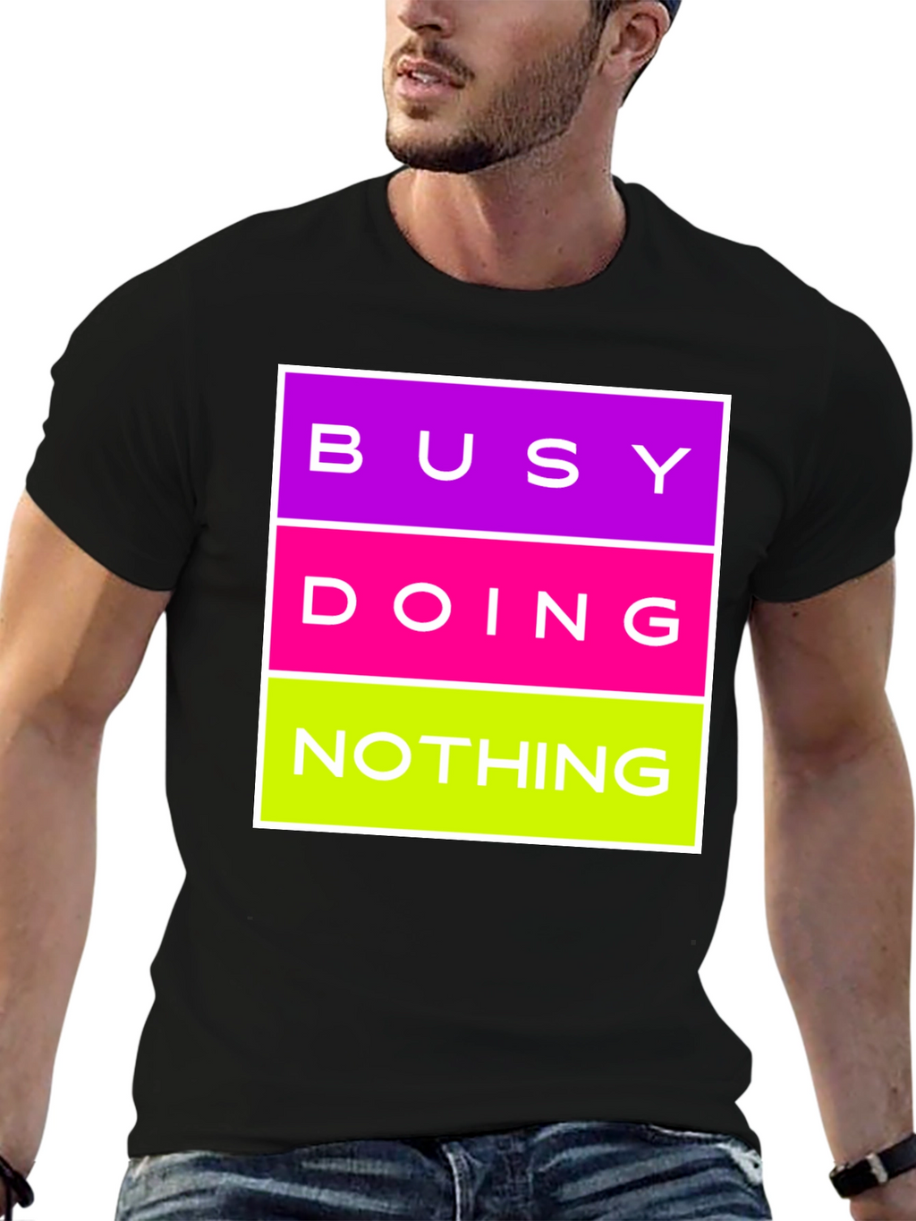 Busy Doing Nothing Graphic Tee - Black