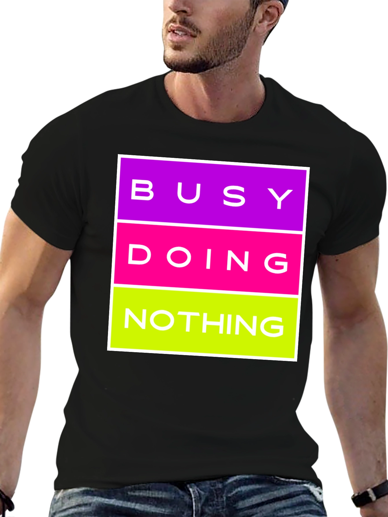 Busy Doing Nothing Graphic Tee - Black