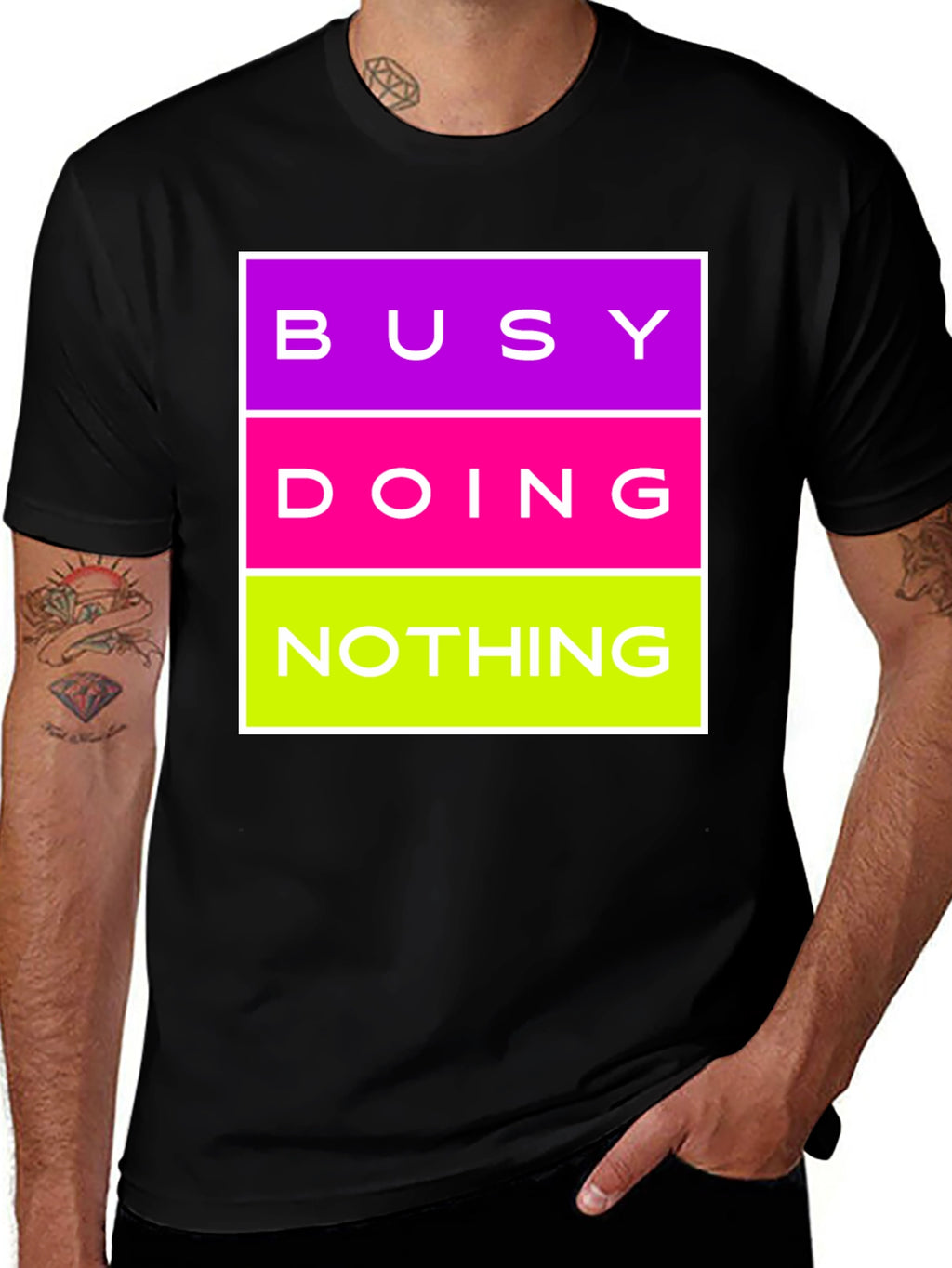 Busy Doing Nothing Graphic Tee - Black