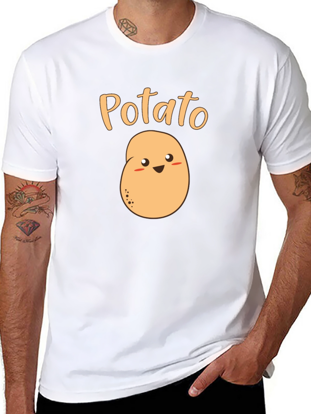Cute Potato Graphic T-Shirt - Black