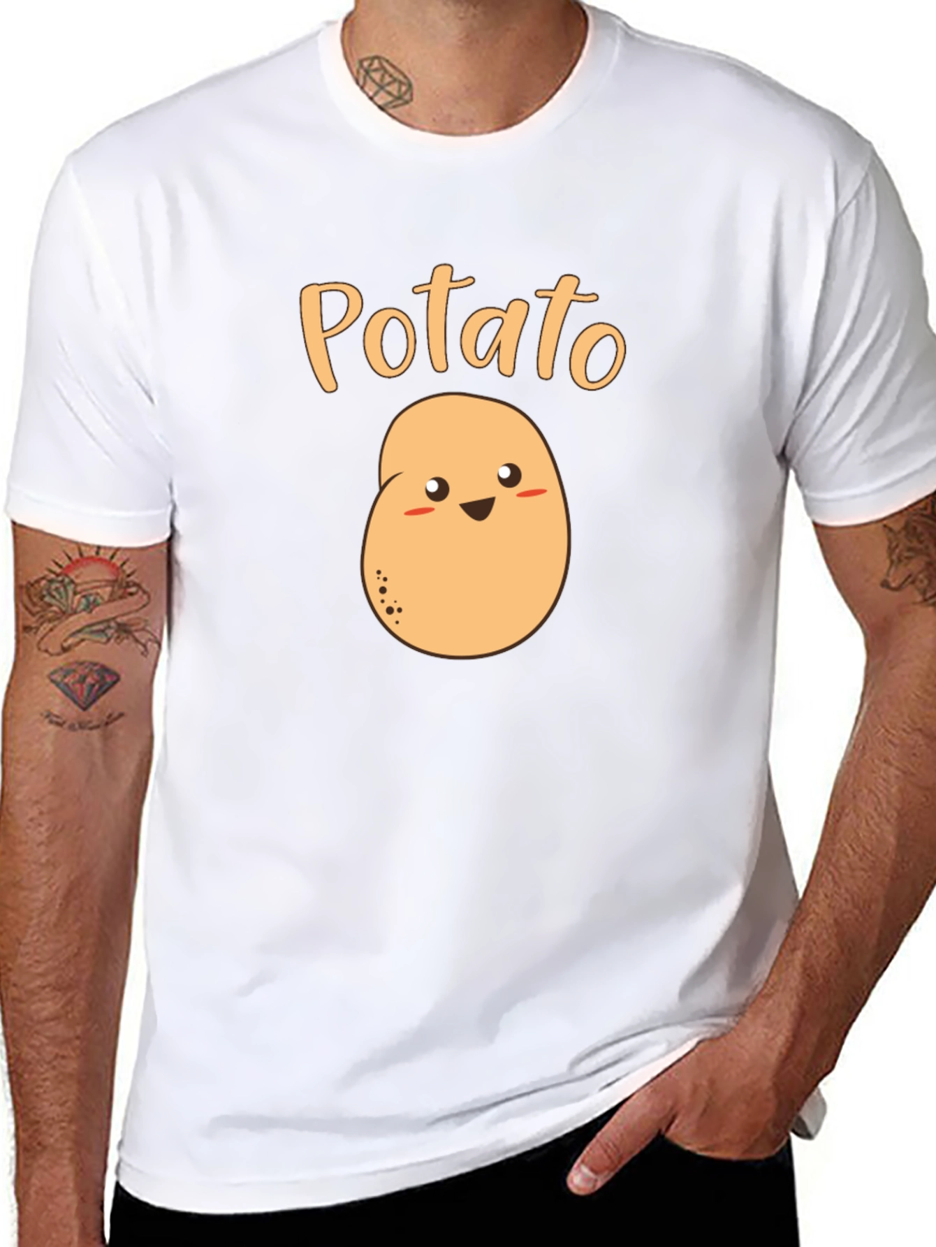 Cute Potato Graphic T-Shirt - Black