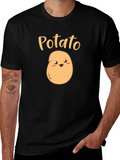 Cute Potato Graphic T-Shirt - Black