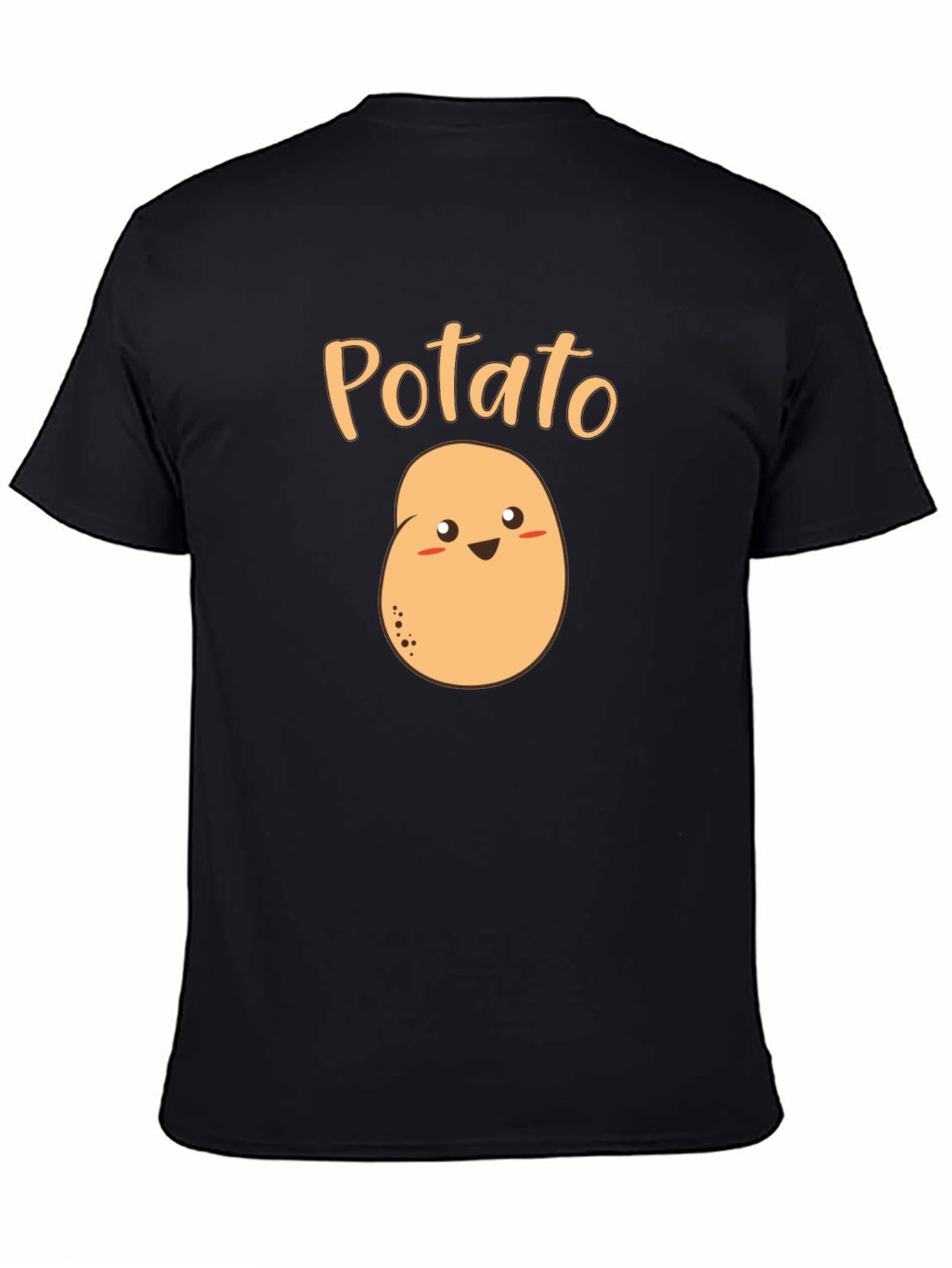 Cute Potato Graphic T-Shirt - Black