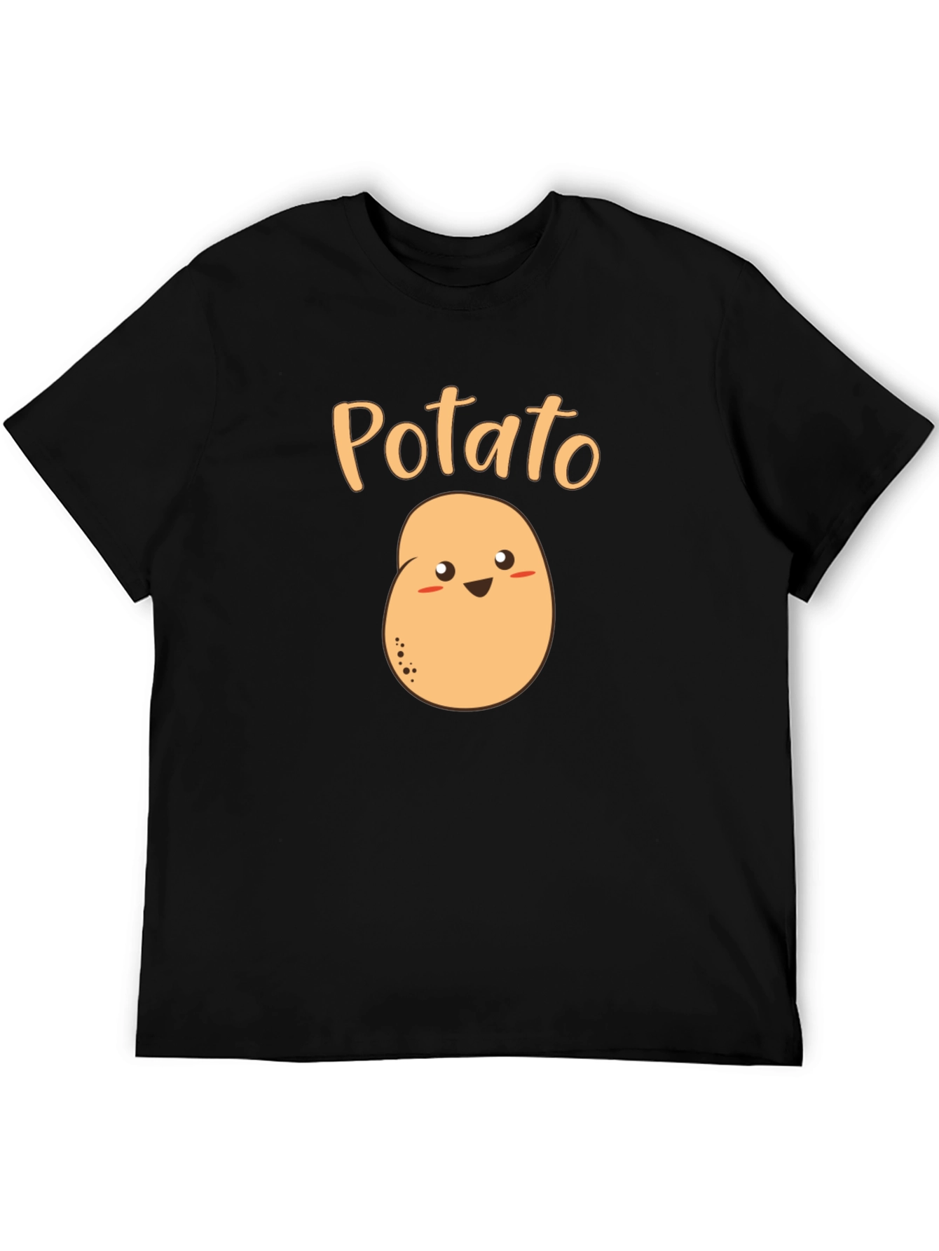 Cute Potato Graphic T-Shirt - Black