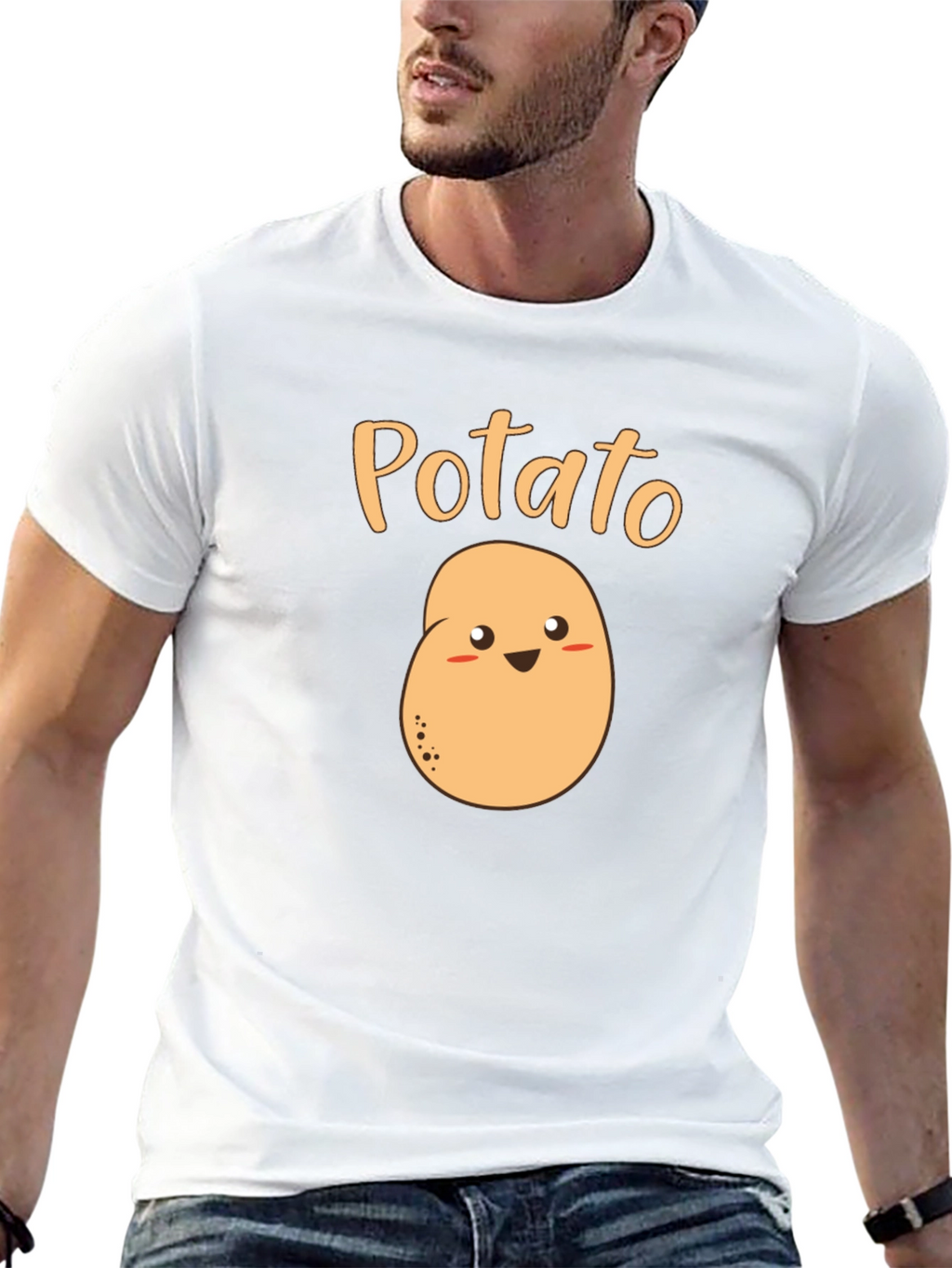 Cute Potato Graphic T-Shirt - Black