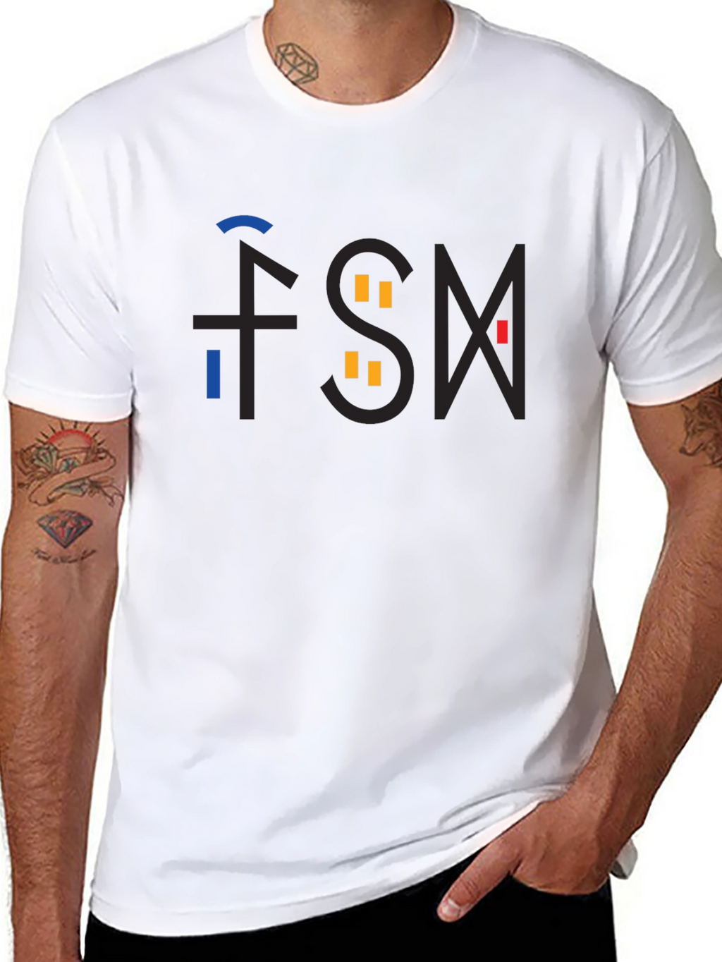 Abstract FSM Graphic Black T-Shirt