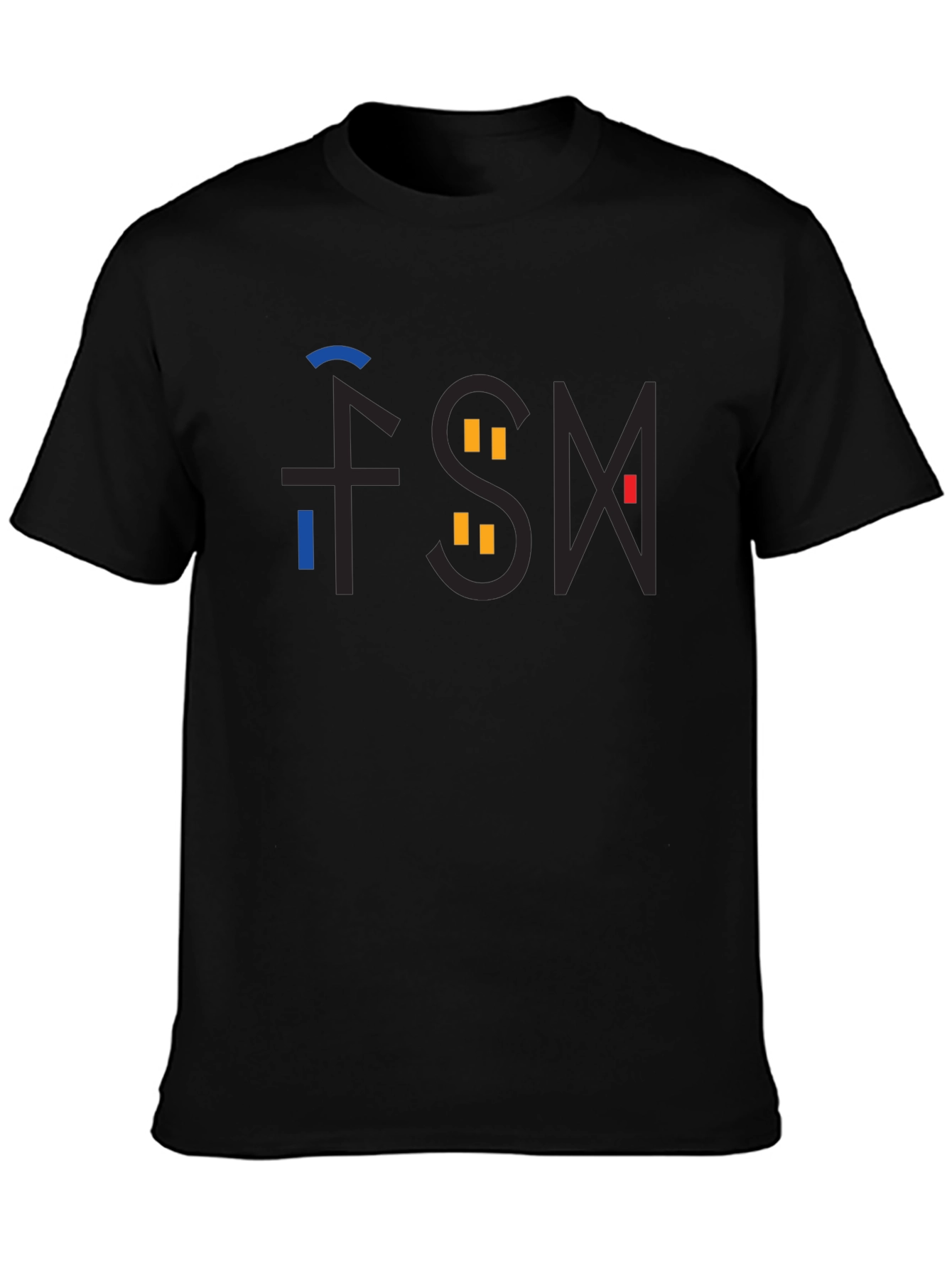 Abstract FSM Graphic Black T-Shirt