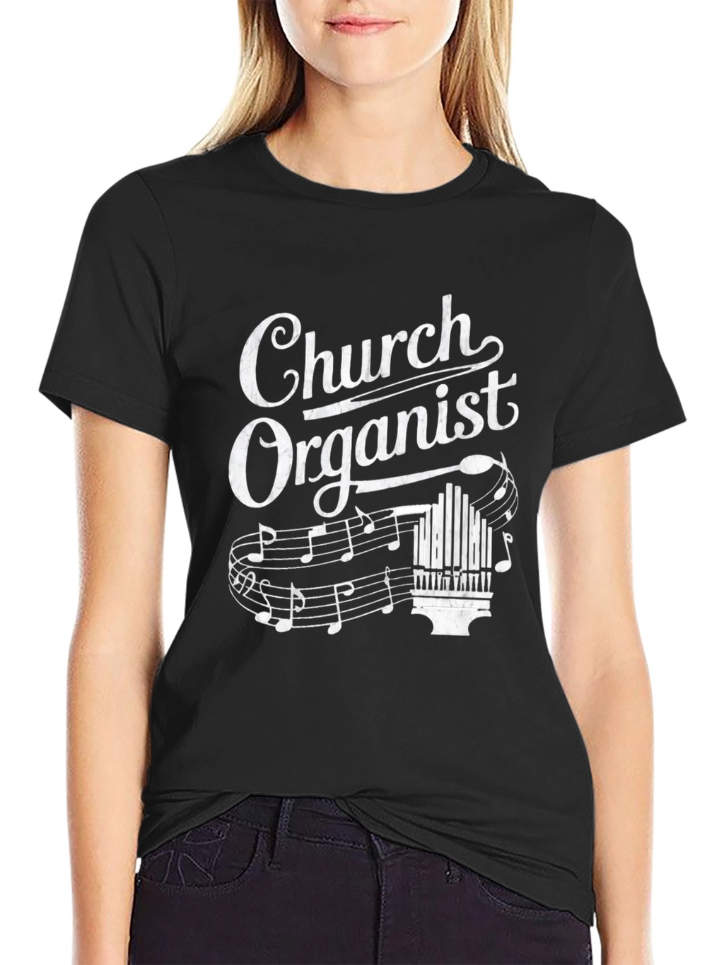 Church Organist T-Shirt - Music Notes Design