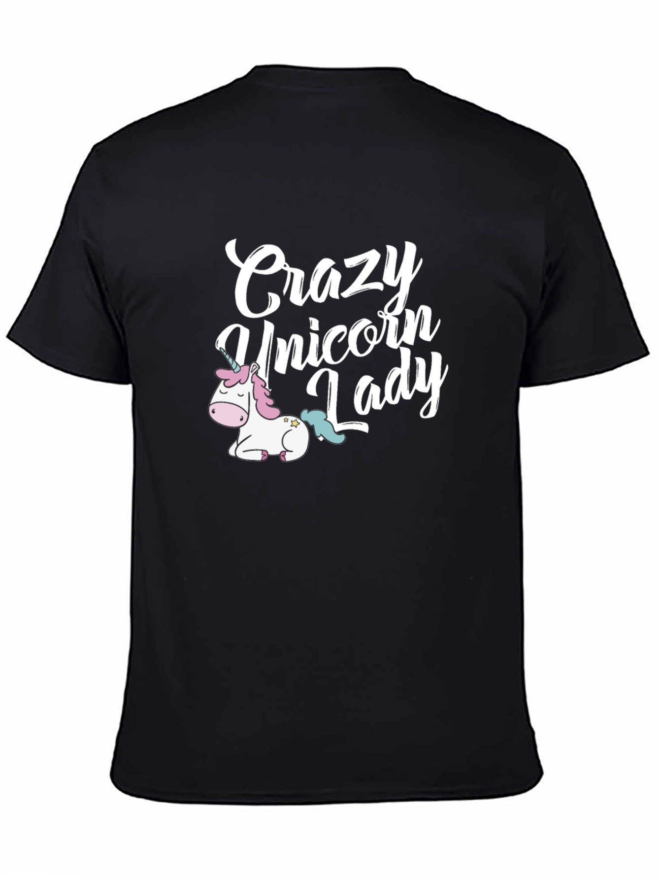 Crazy Unicorn Lady Graphic Tee - Black Unisex Shirt