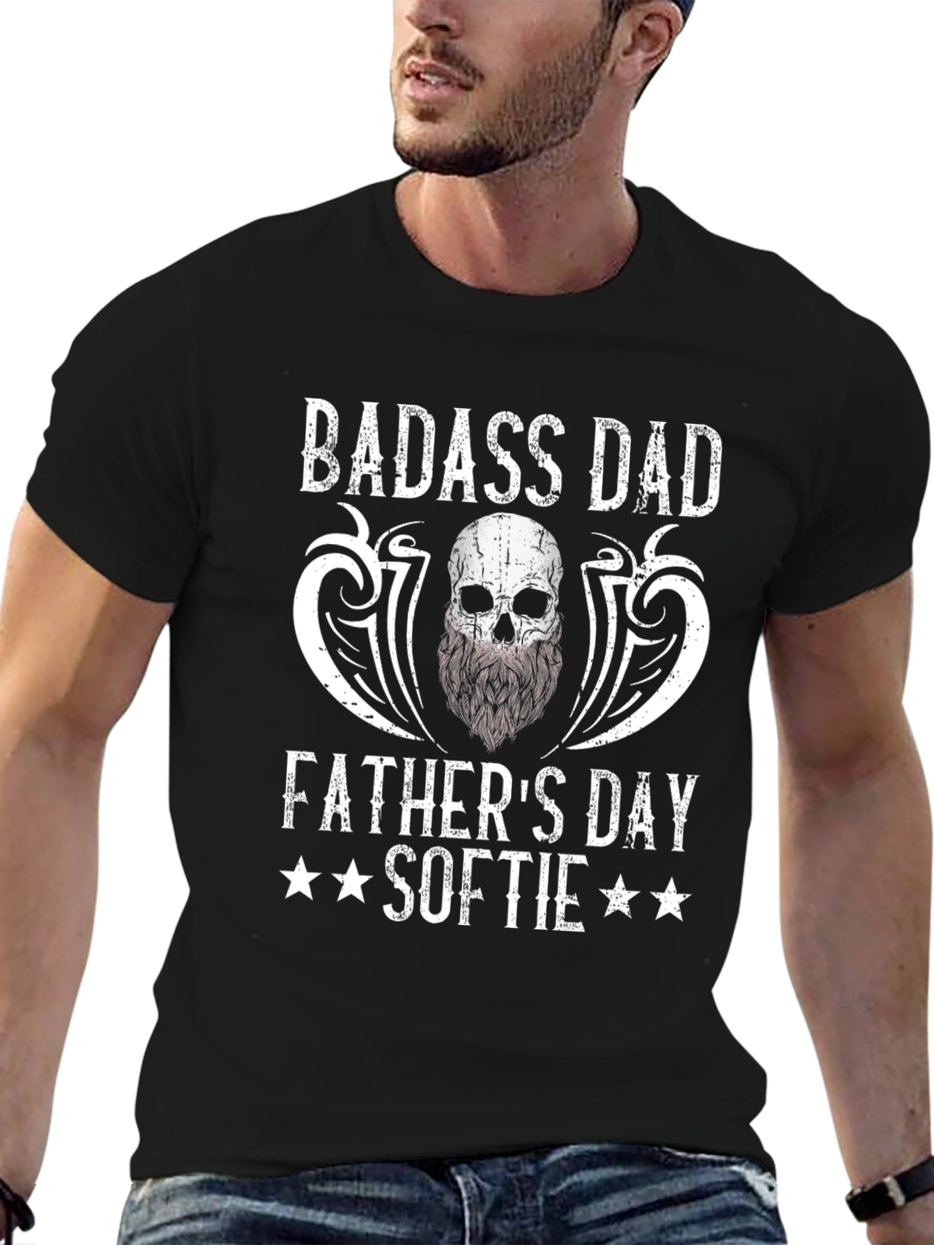 Badass Dad Fathers Day Softie Graphic T-Shirt
