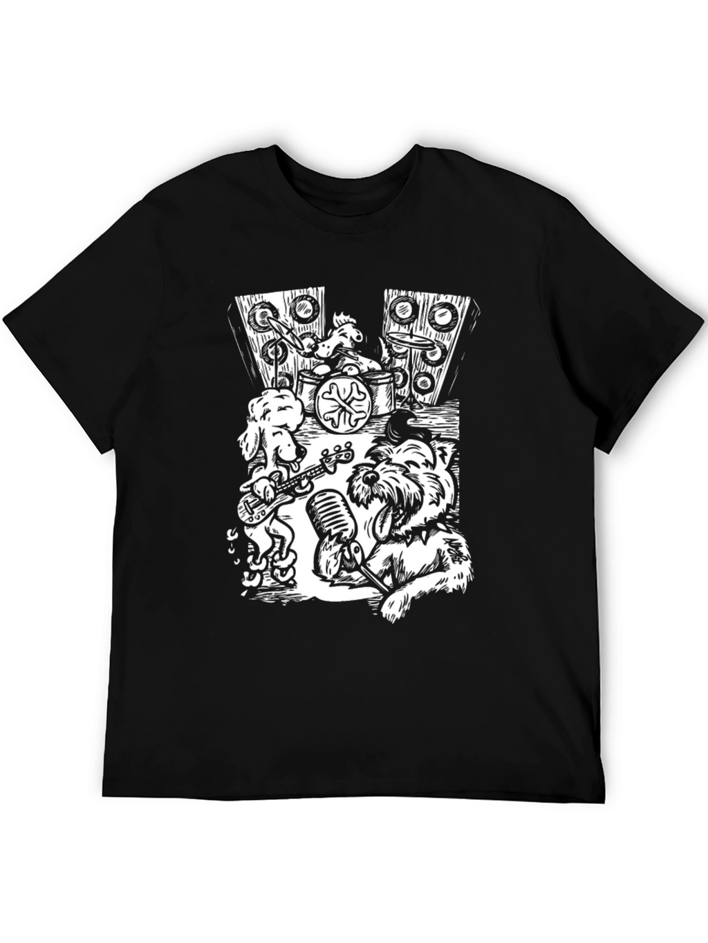 Dog Band T-Shirt - Black Cotton Music Tee