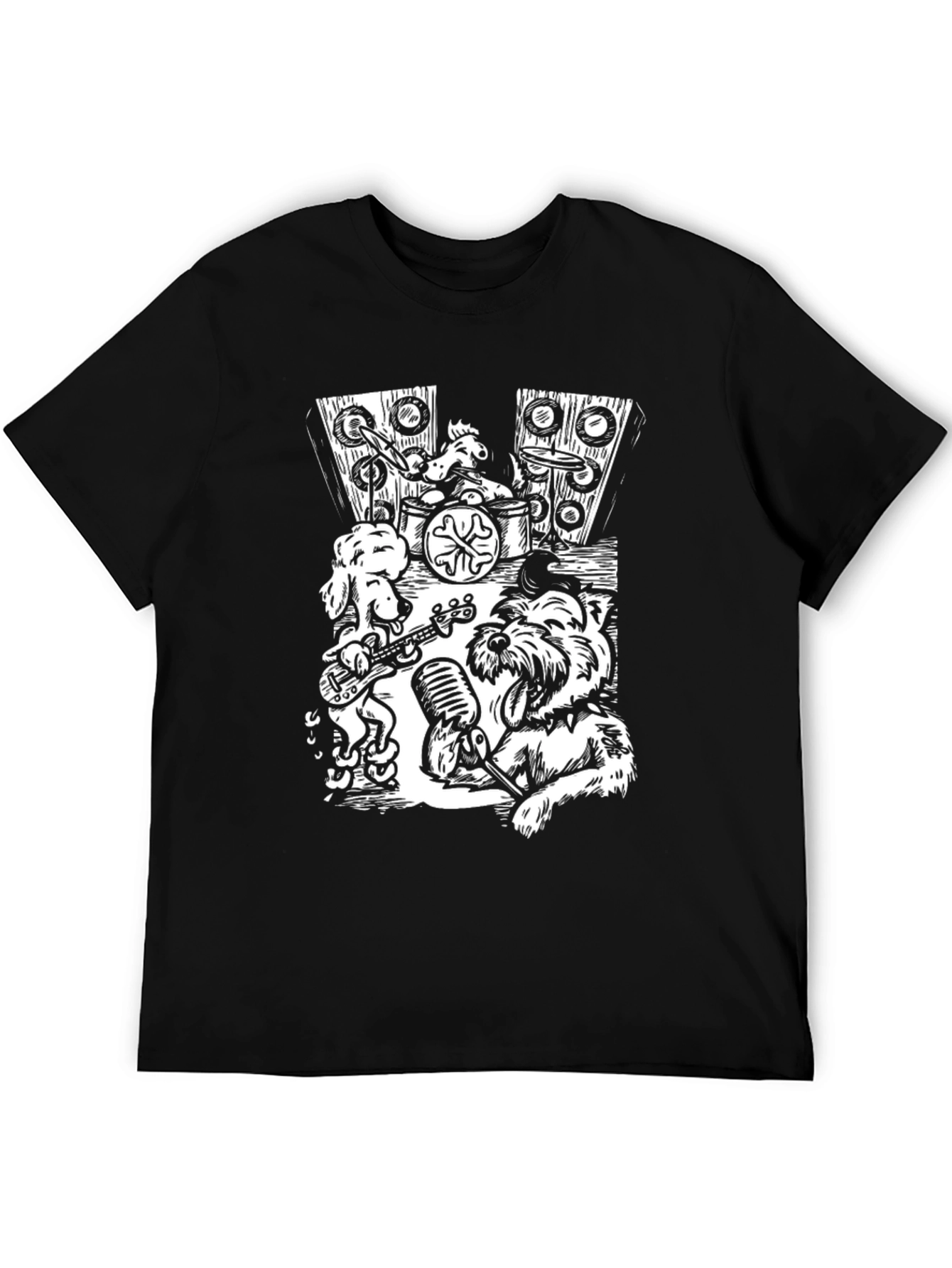 Dog Band T-Shirt - Black Cotton Music Tee