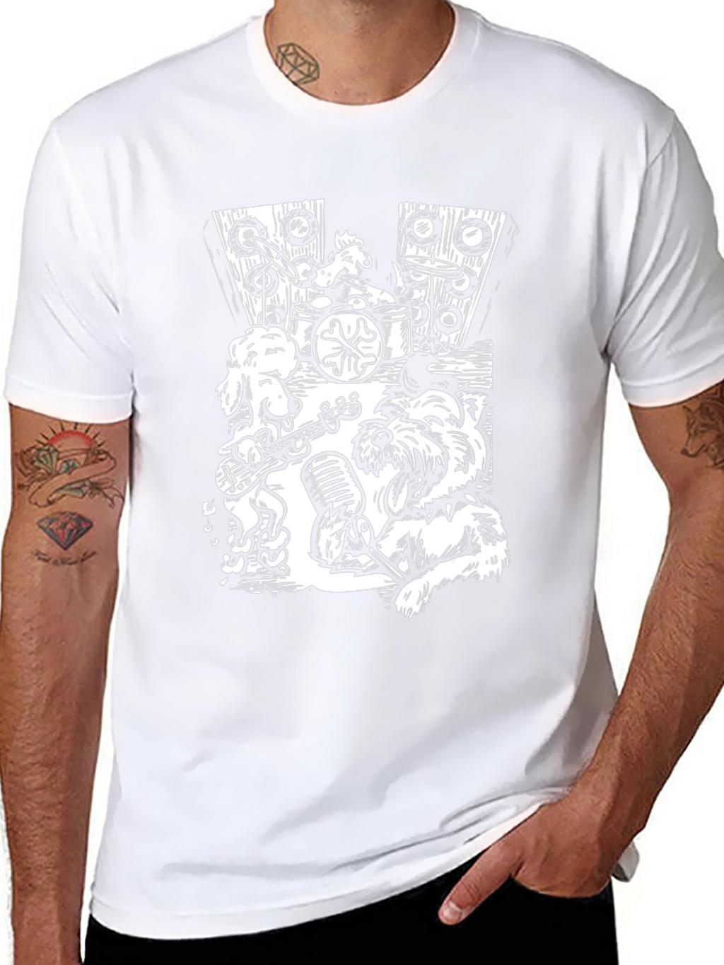 Dog Band T-Shirt - Black Cotton Music Tee
