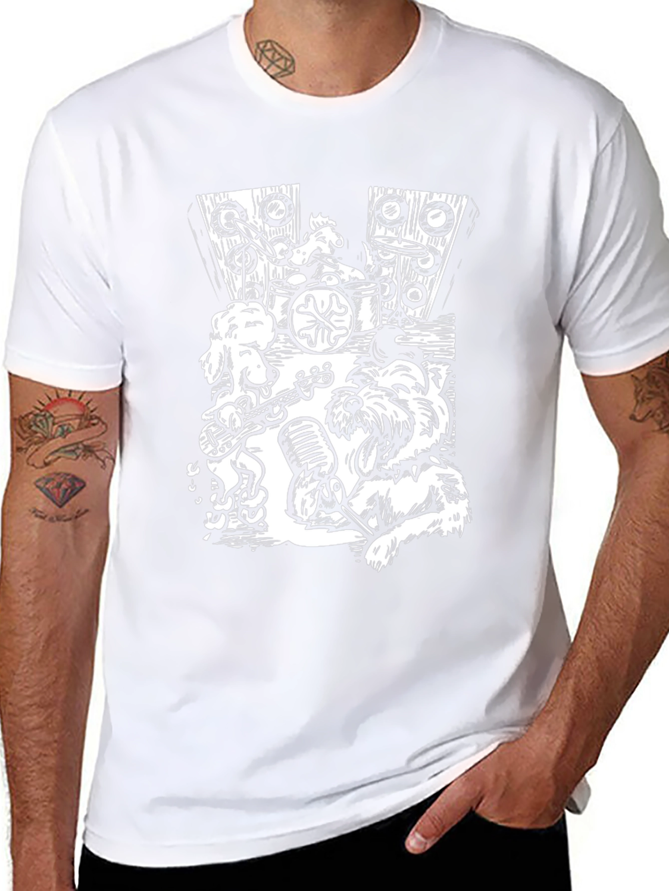 Dog Band T-Shirt - Black Cotton Music Tee