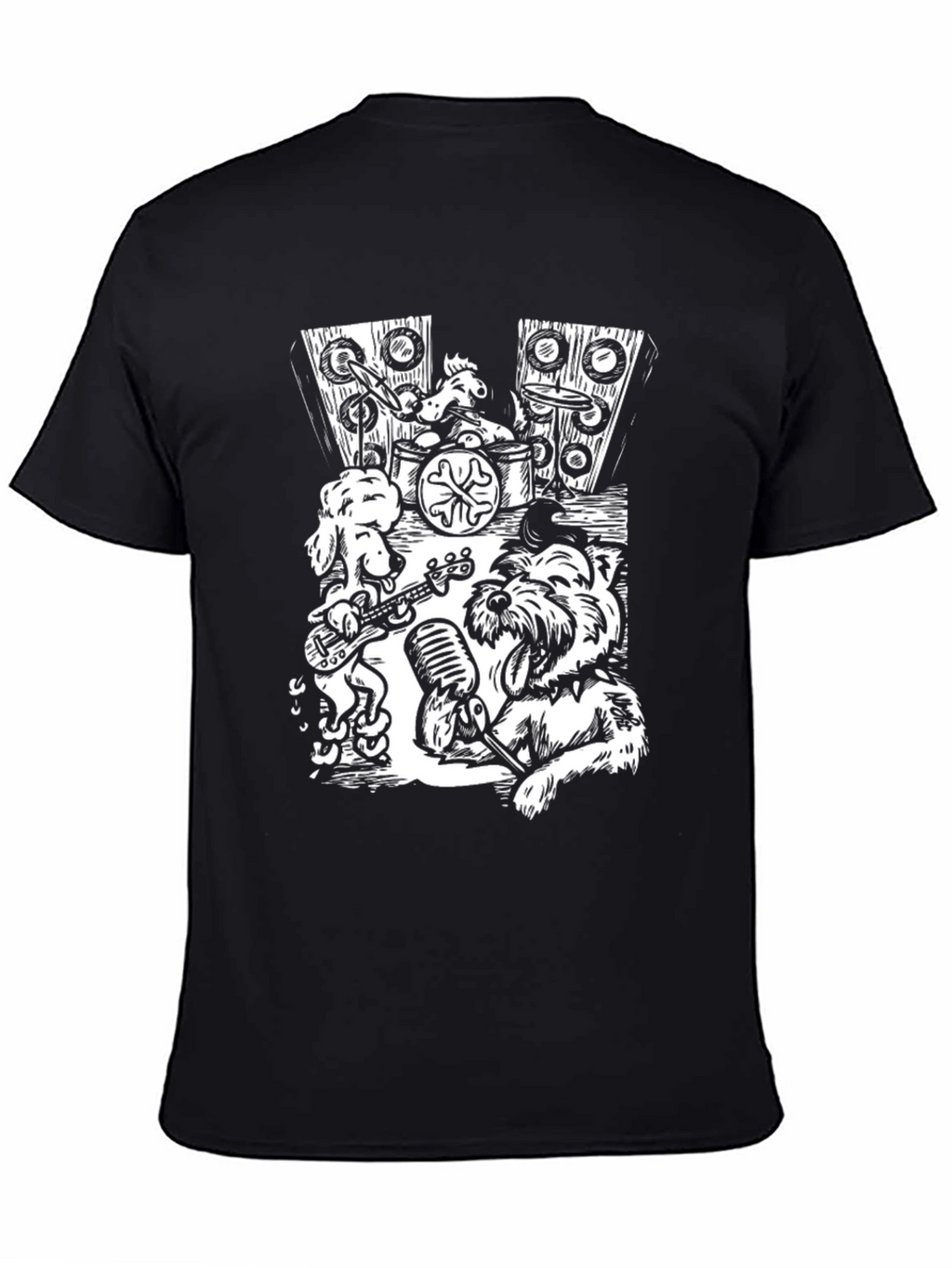 Dog Band T-Shirt - Black Cotton Music Tee