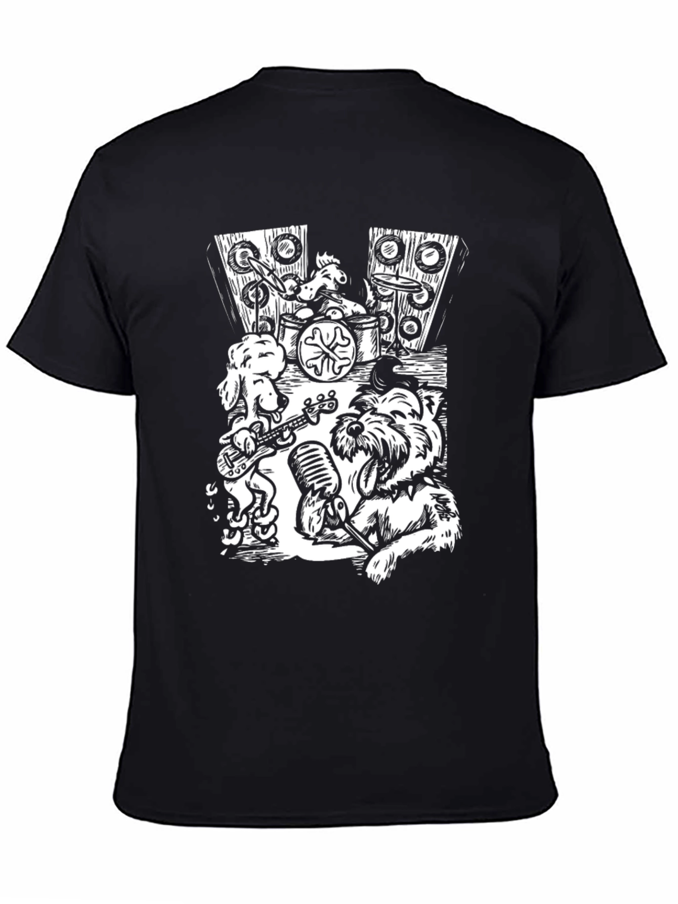 Dog Band T-Shirt - Black Cotton Music Tee