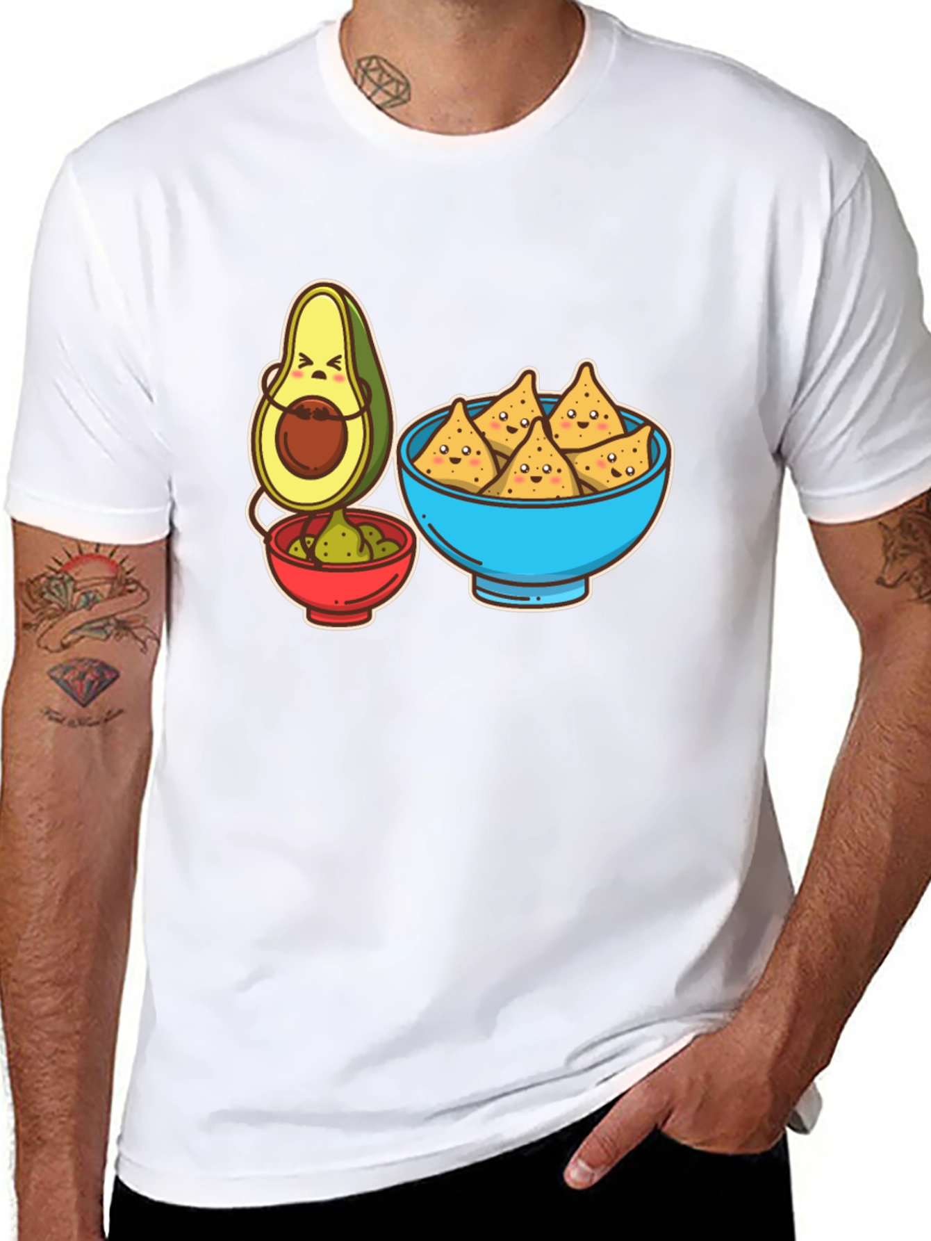 Avocado & Chips Graphic T-Shirt - Funny Foodie Tee