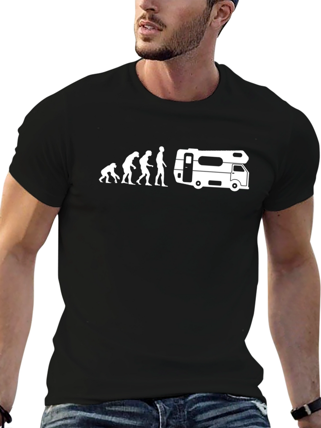 Evolution to RV Camper T-Shirt - Black Cotton Tee