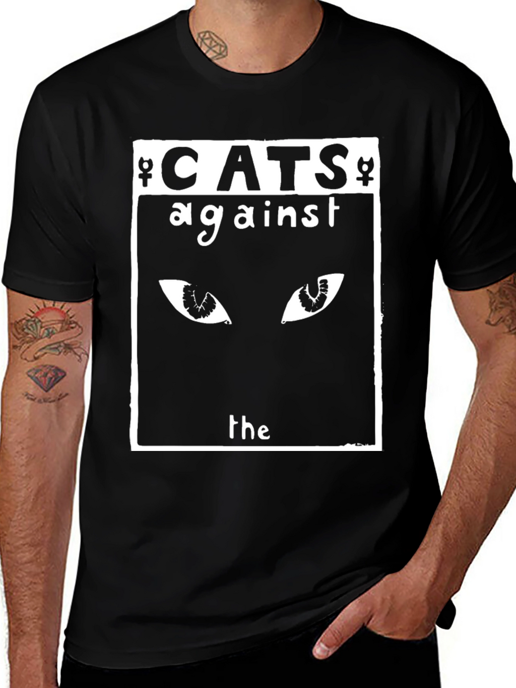 Cats Against the World Black Graphic T-Shirt