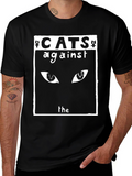 Cats Against the World Black Graphic T-Shirt