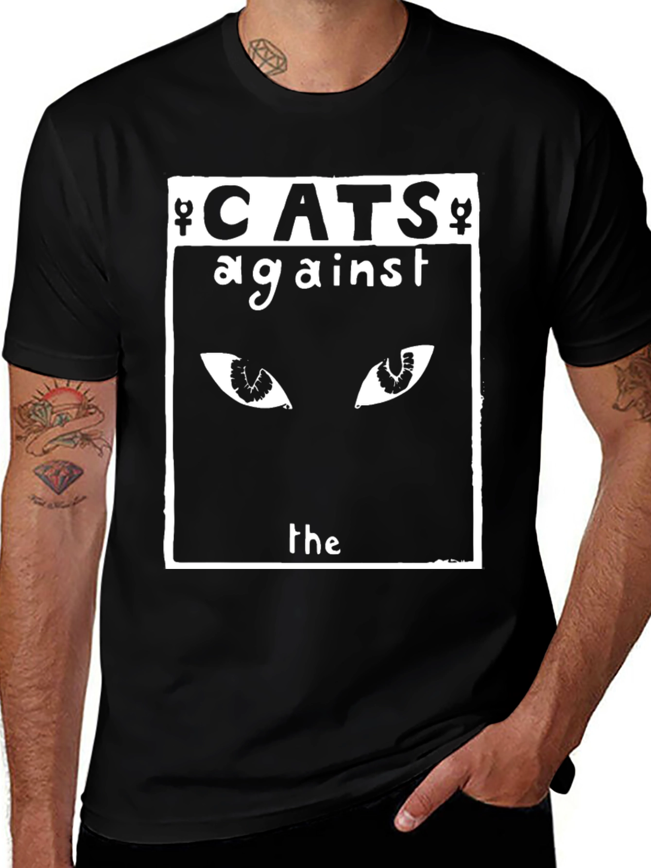 Cats Against the World Black Graphic T-Shirt