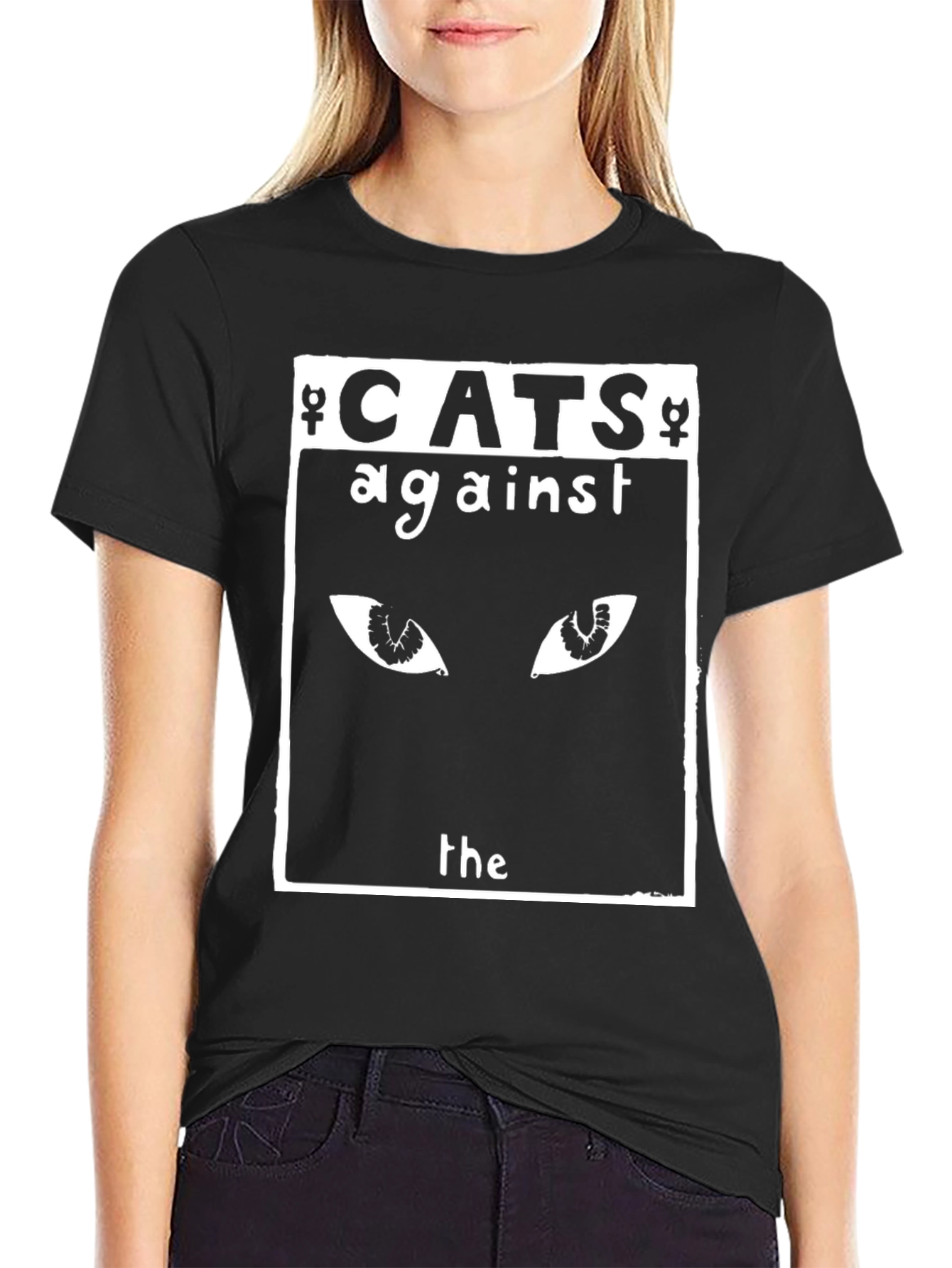 Cats Against the World Black Graphic T-Shirt