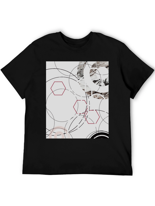 Abstract Geometric Graphic Print Black T-Shirt