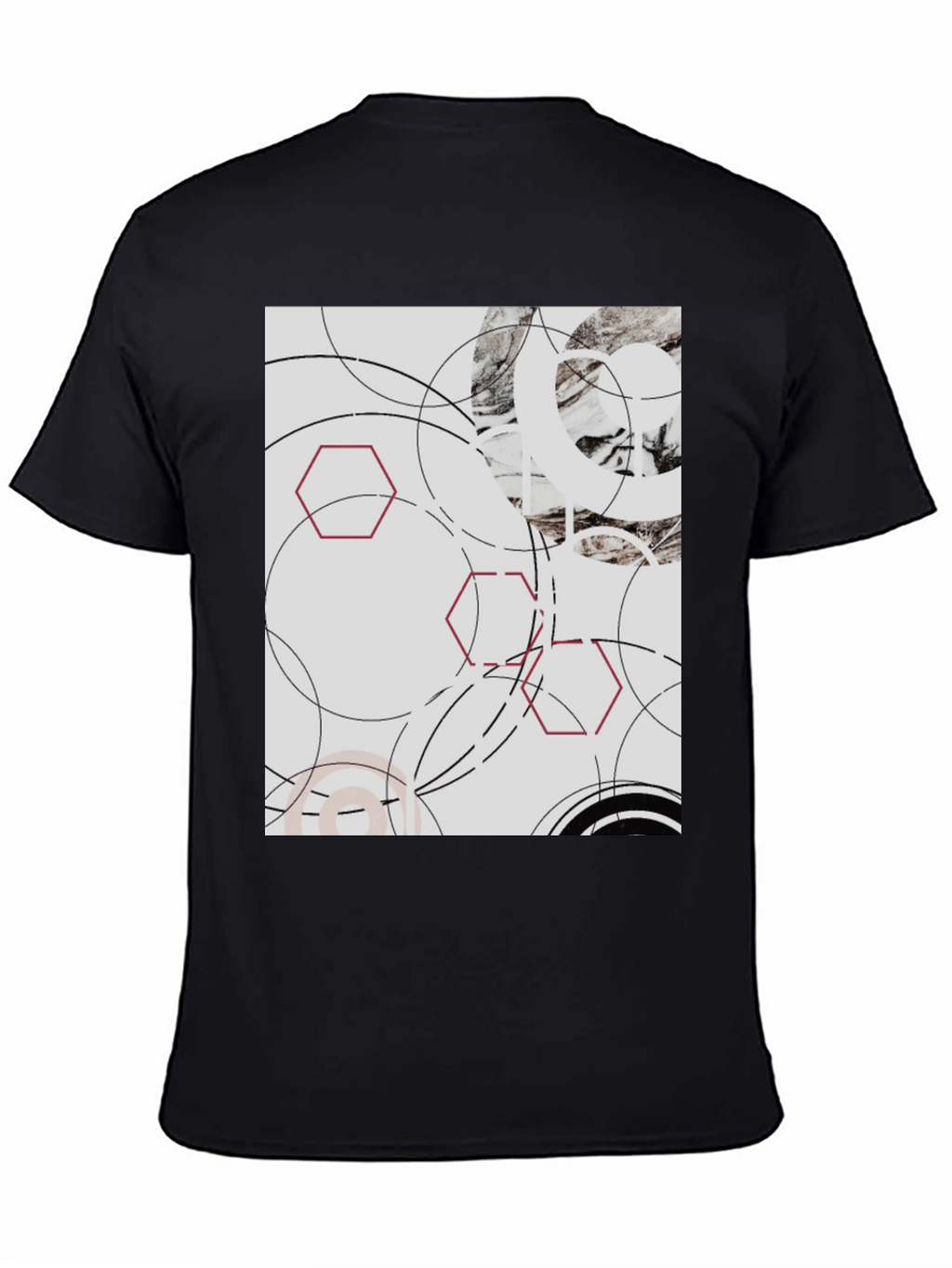Abstract Geometric Graphic Print Black T-Shirt