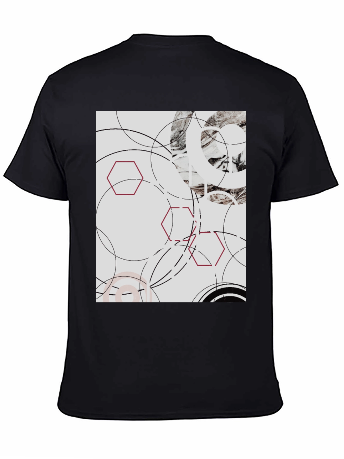 Abstract Geometric Graphic Print Black T-Shirt