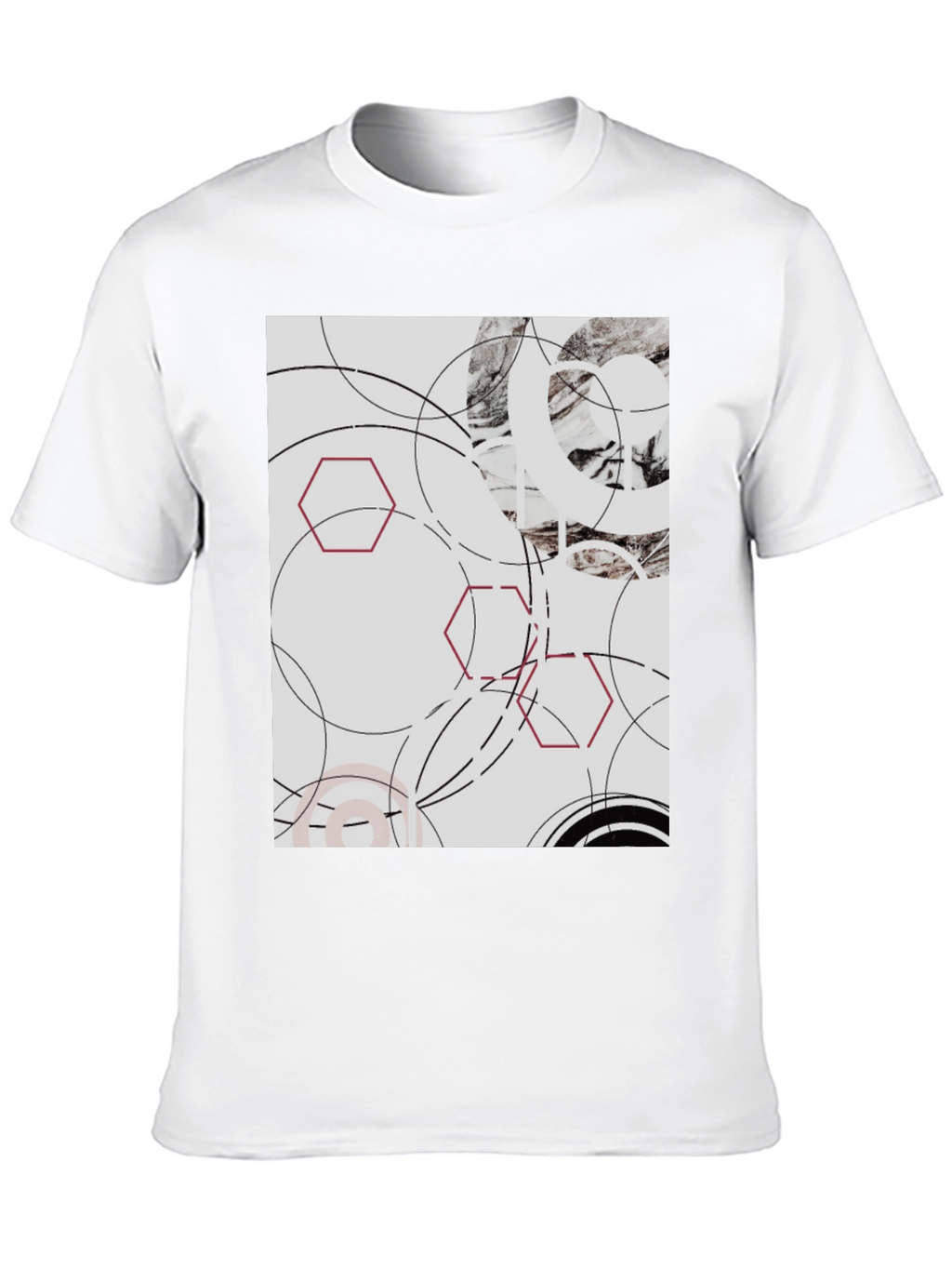Abstract Geometric Graphic Print Black T-Shirt